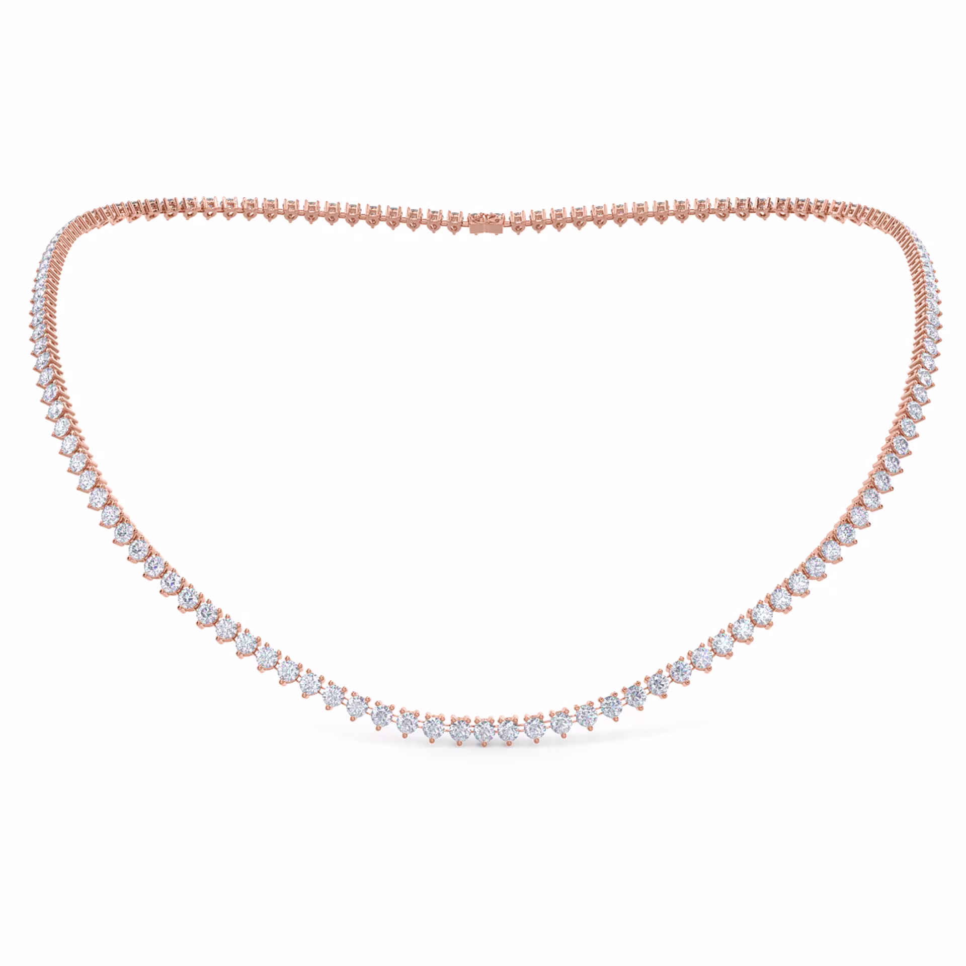 Exceptional Quality Round Lab Diamonds set in Rose Gold Lab Diamond Tennis Necklace (Main View)