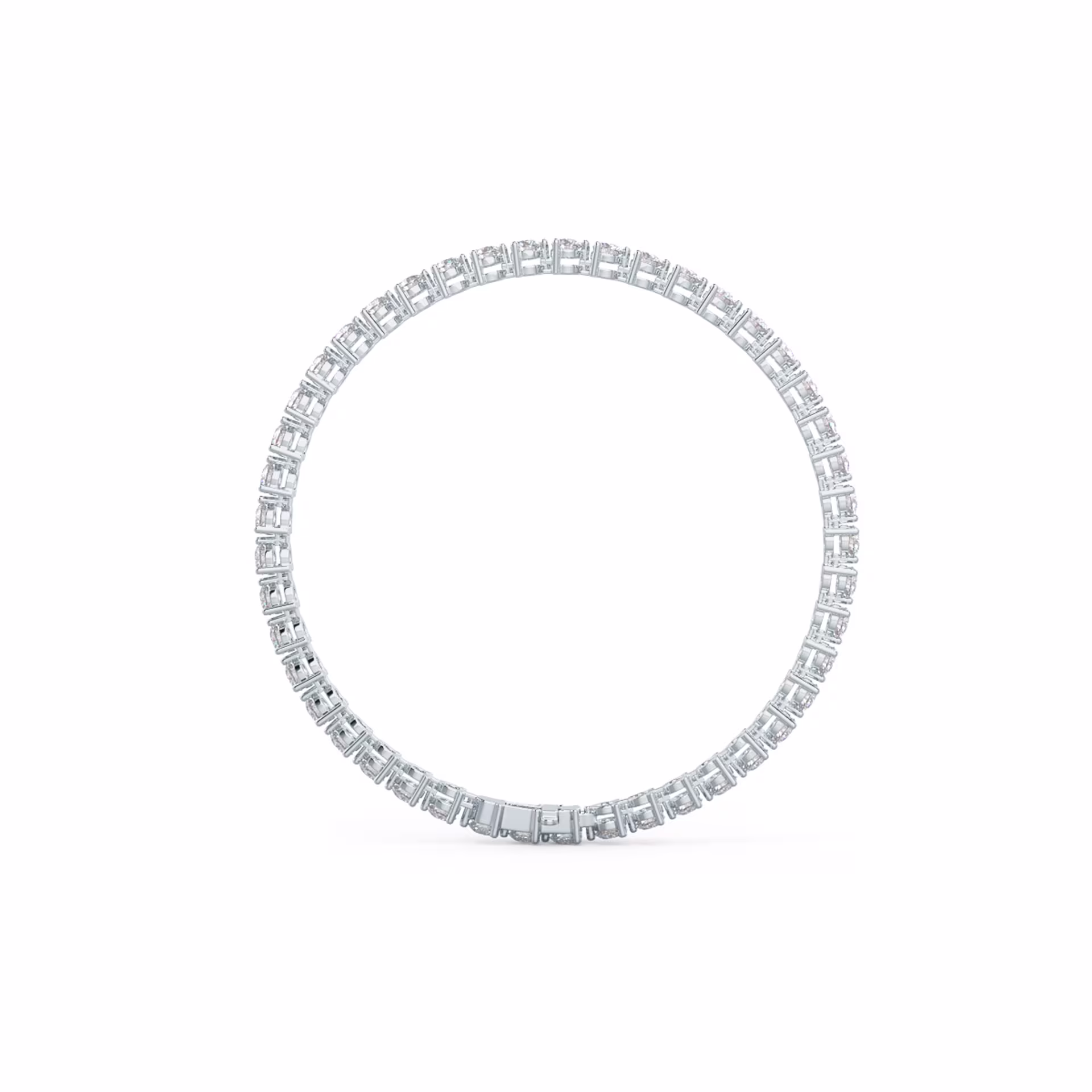 Round Diamonds set in Three Prong Tennis Bracelet (Profile View)
