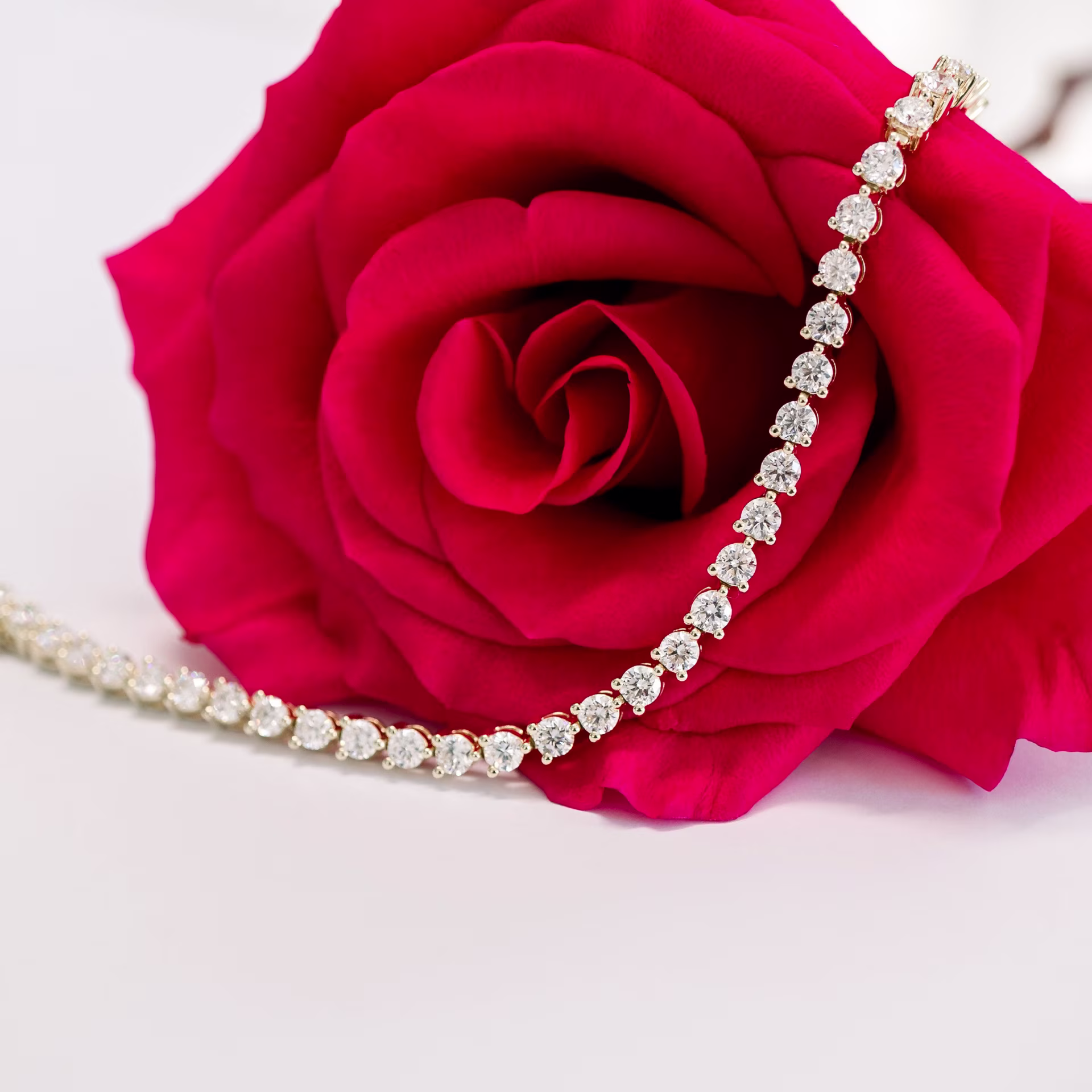 yellow gold 6 ct three prong tennis bracelet with lab diamonds ada diamonds design ad 253 macro