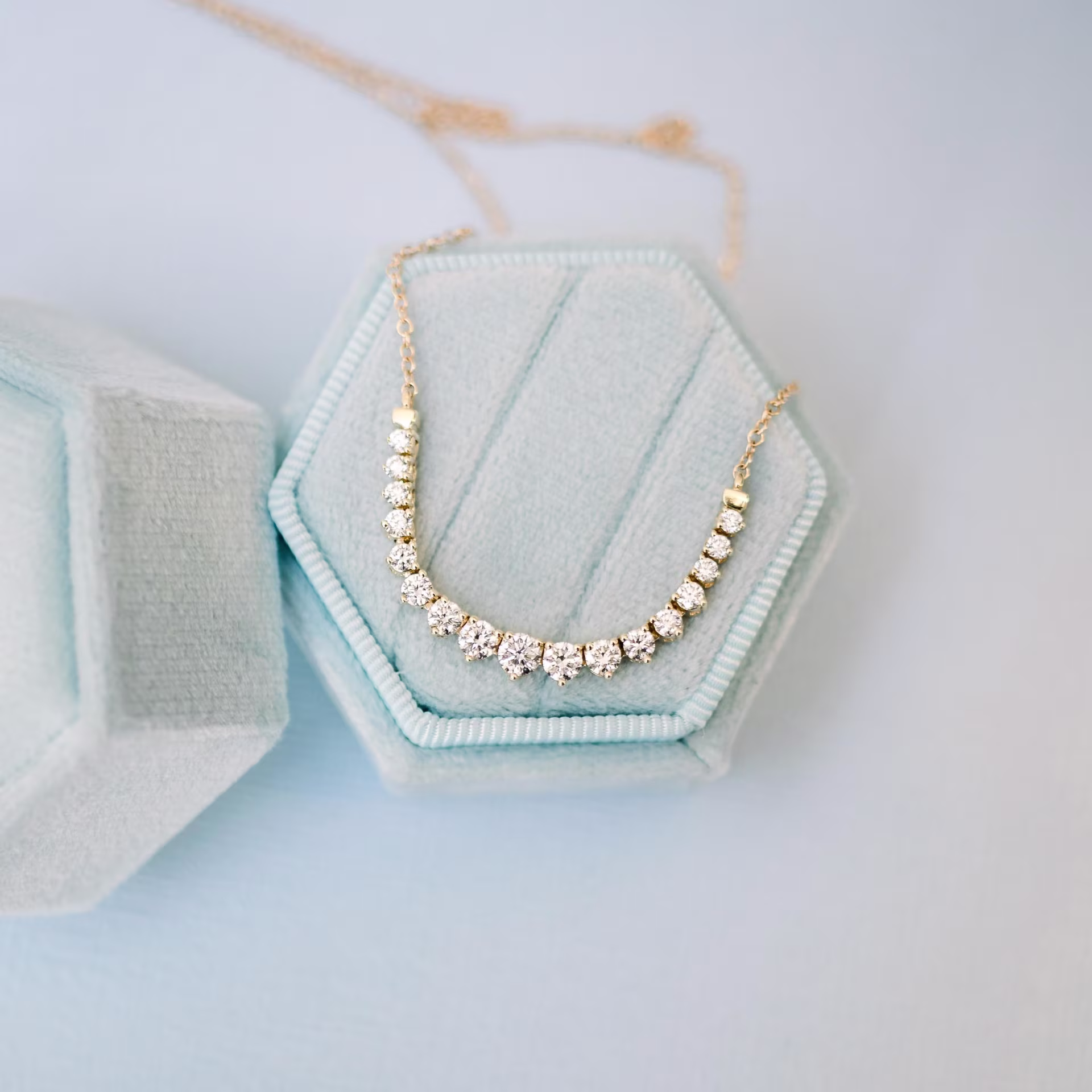 1.0 Carat Round Brilliant Diamonds set in Yellow Gold Diamond Mini Riviera Choker (Main View)