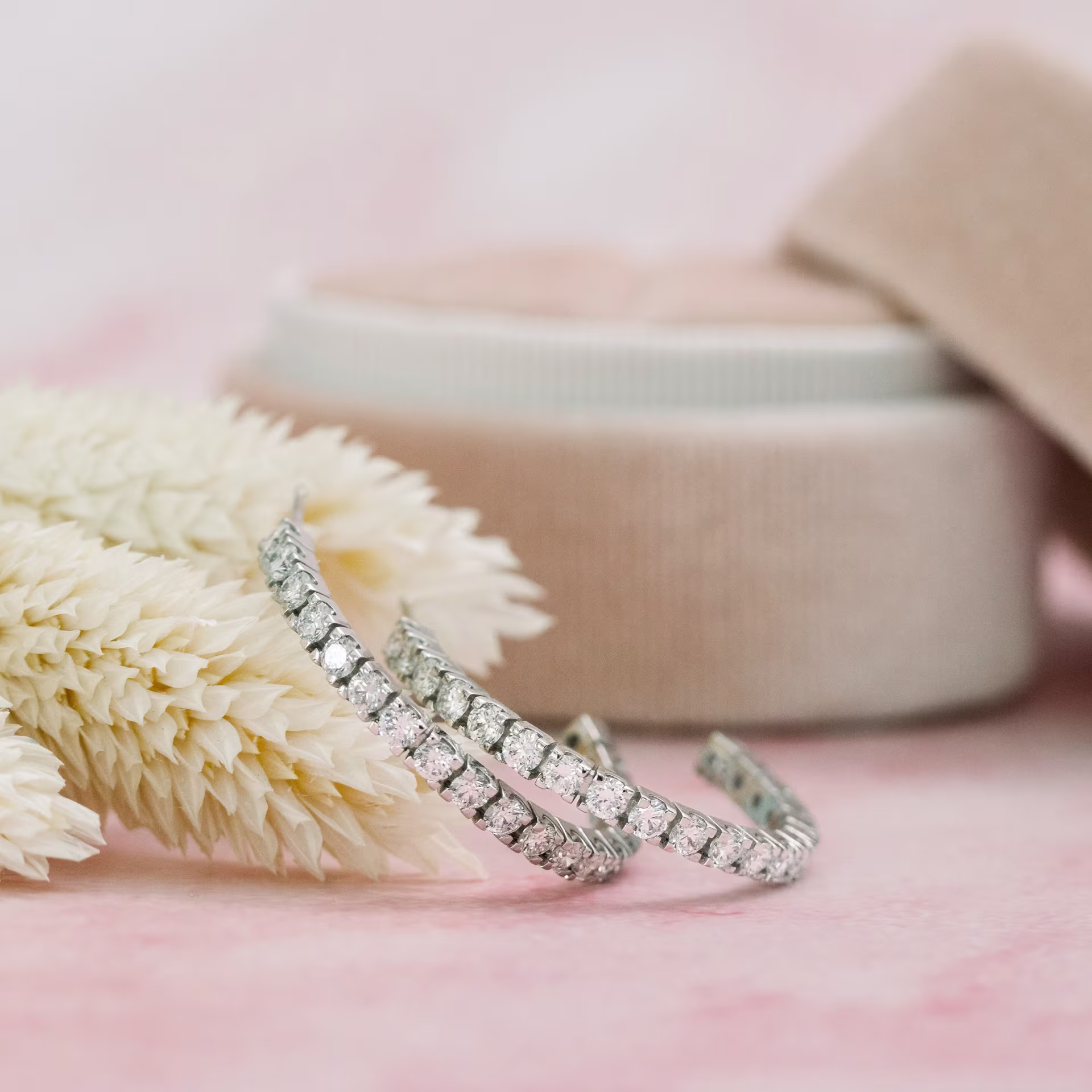 white gold two carat lab grown diamond hoop earrings on model ada diamonds design ad 007