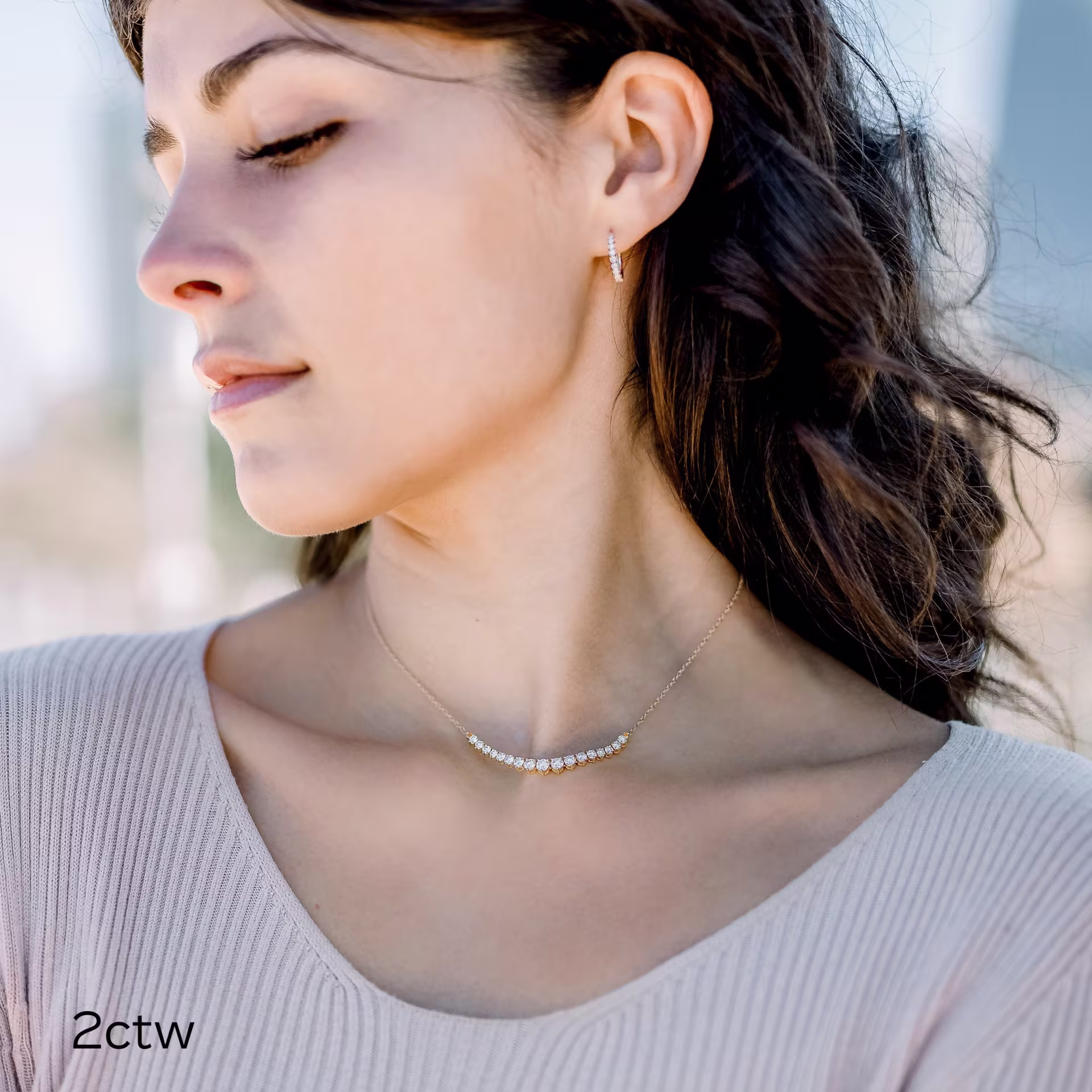 yellow gold two carat lab diamond mini choker ada diamonds design ad 388 on model