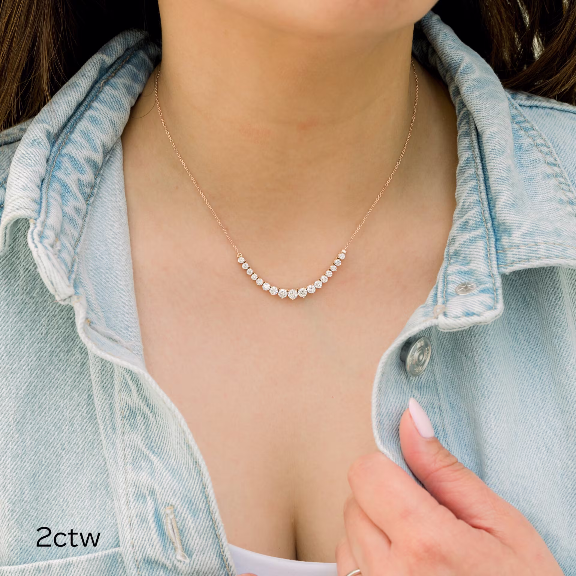 14k rose gold mini riviera lab diamond choker ada diamonds design ad 388 on model