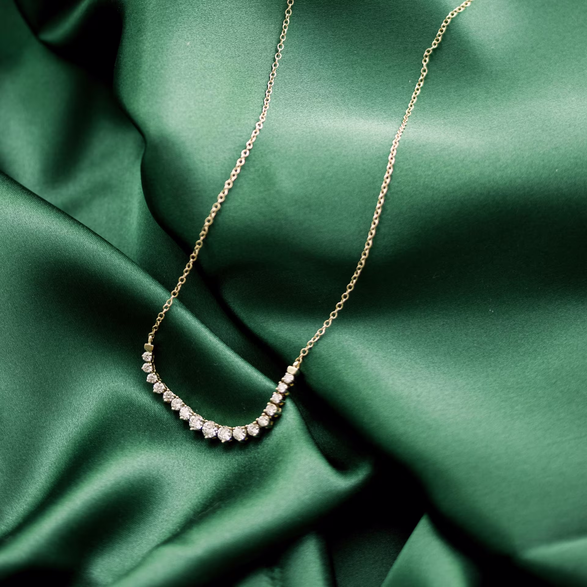 1ctw 14k yellow gold mini  lab diamond choker