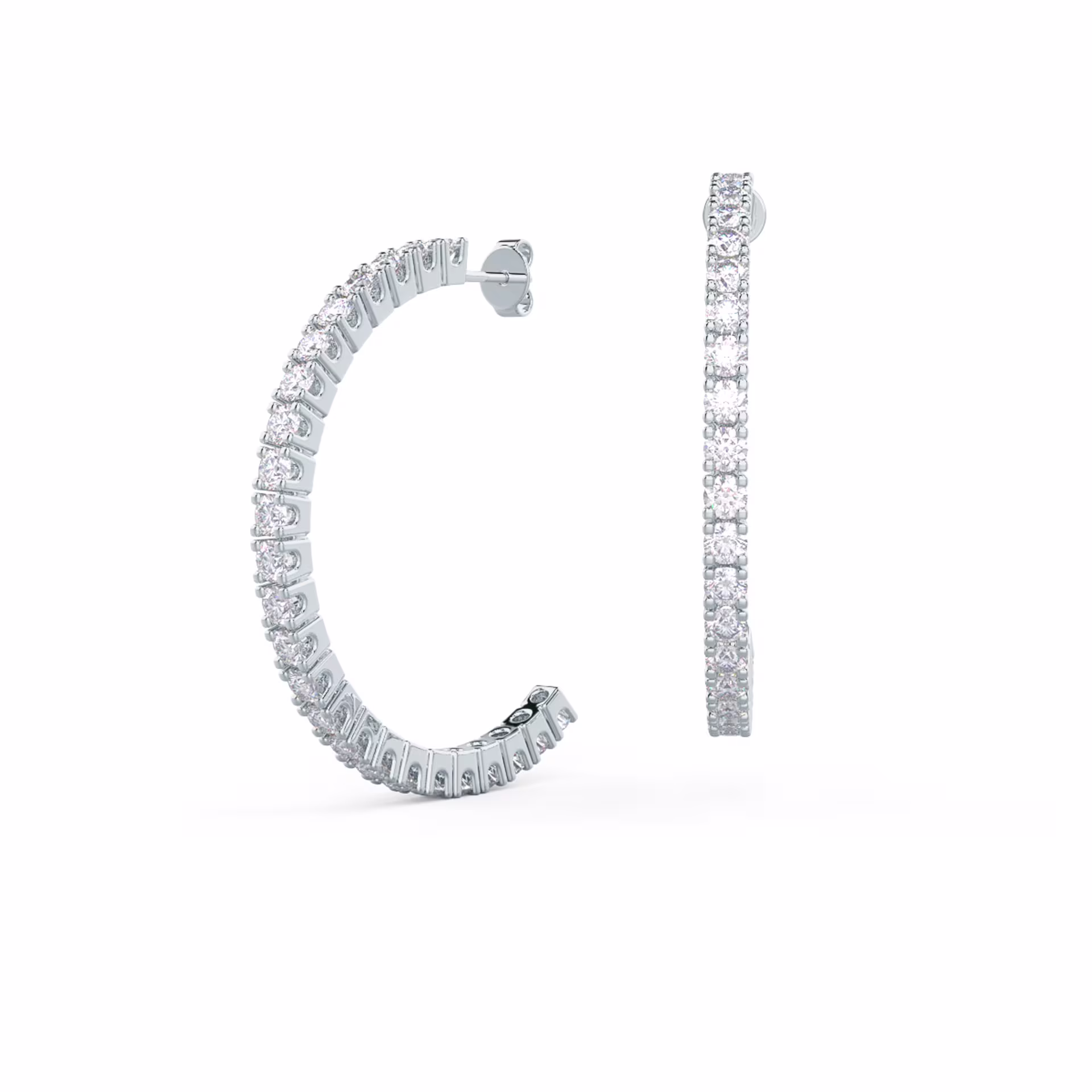 Classic J Hoop Earrings in 14k White Gold 1ctw