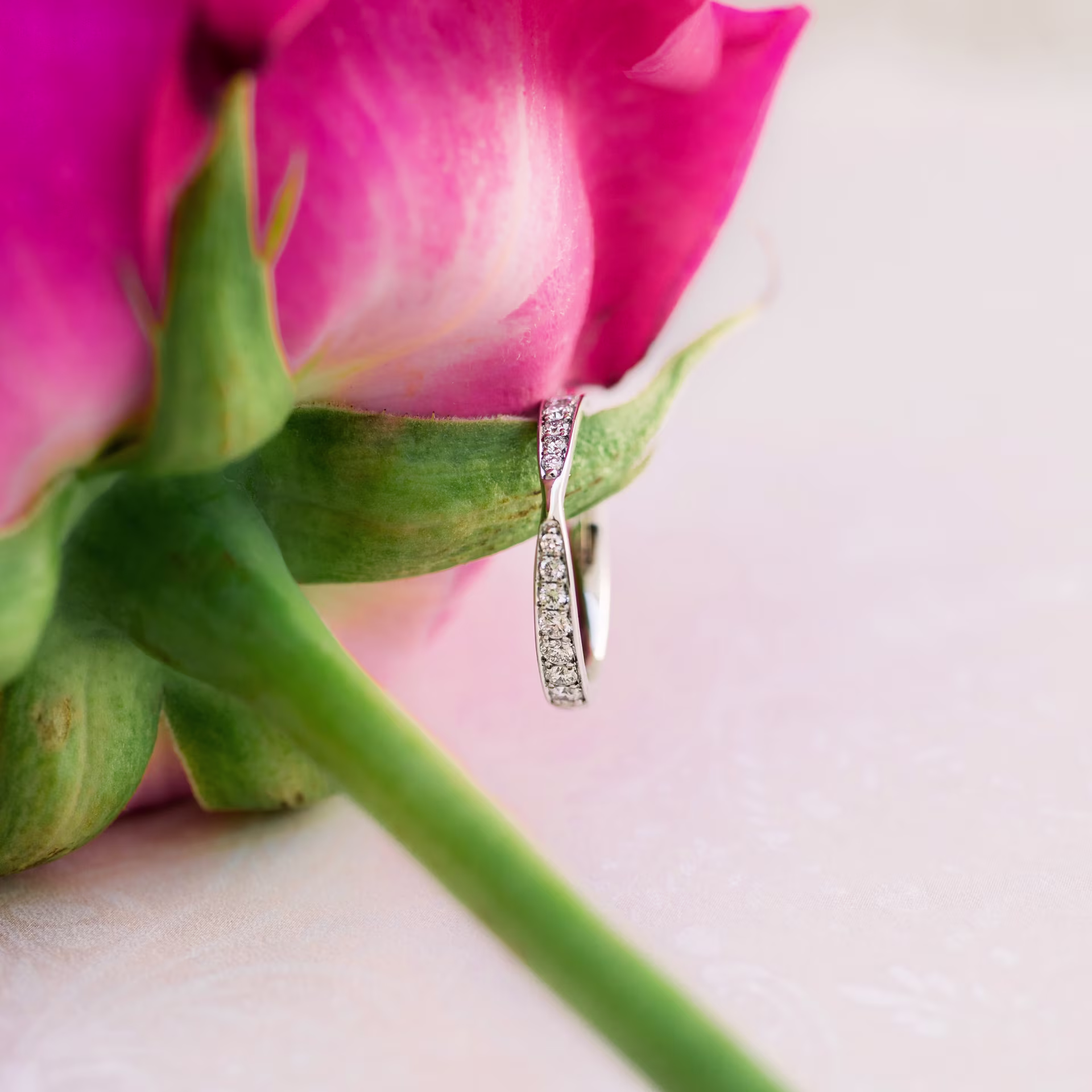 Platinum Custom Half Eternity Band with Lab Diamonds Ada Diamonds Design AD-182 Artistic