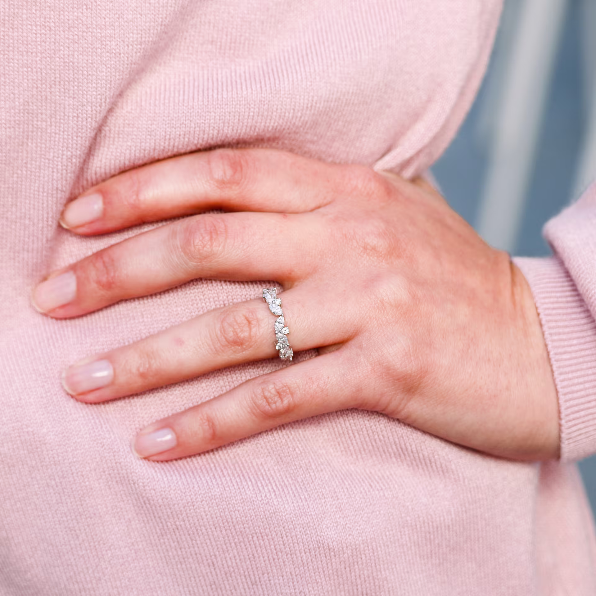 Custom Marquise and Round Lab Diamond Wedding Ring Ada Diamonds Design AD-182