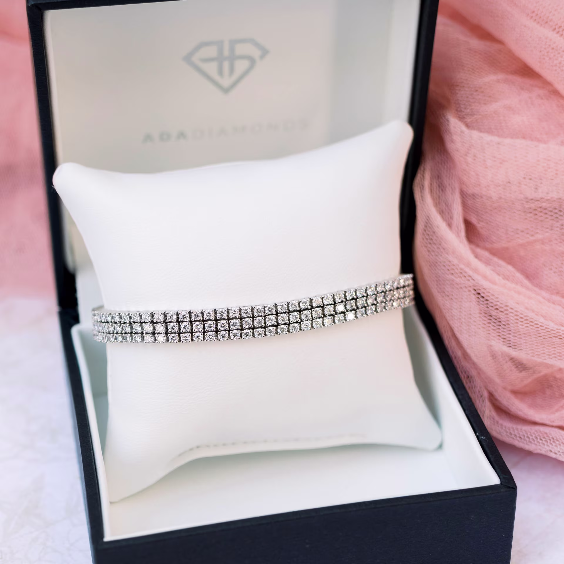 Round Lab Diamonds set in Three Row Tennis Bracelet (Main View)