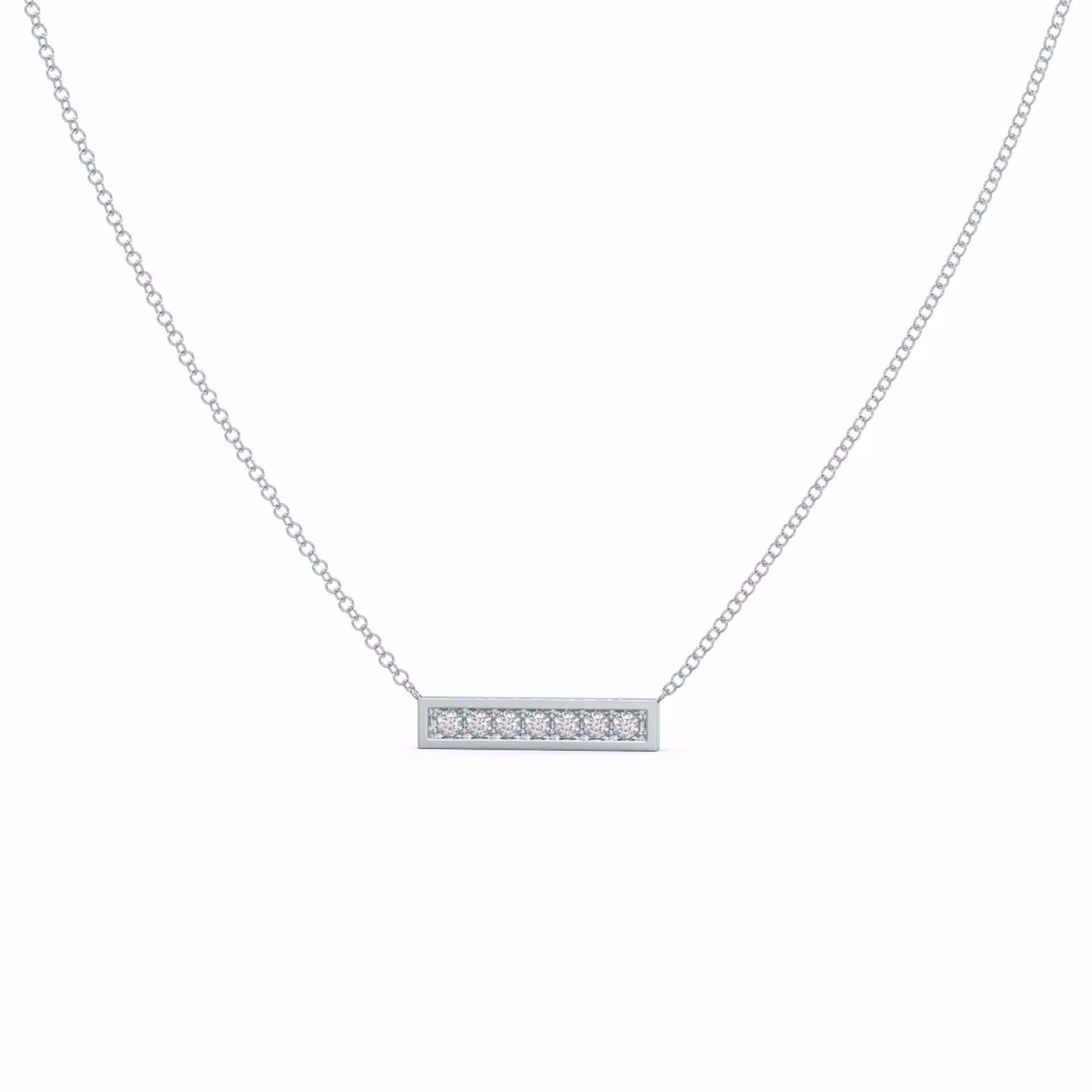 Bar Necklace in 14k White Gold 0.21ctw