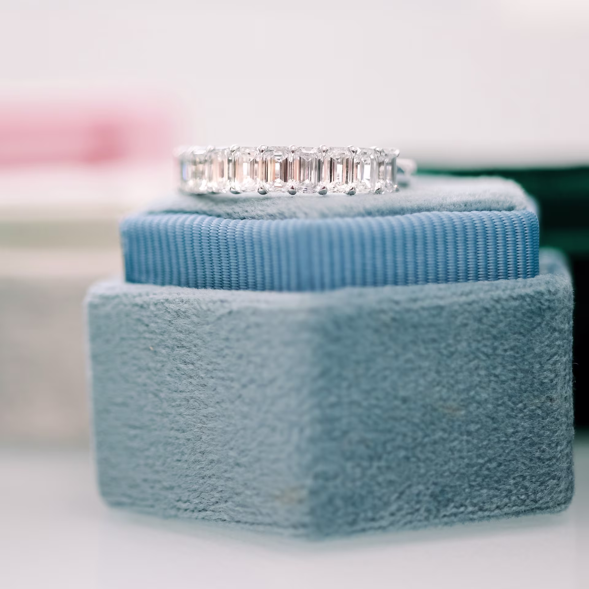 platinum 2.5ct emearld cut lab created diamond half band ada diamonds design ad 223 macro