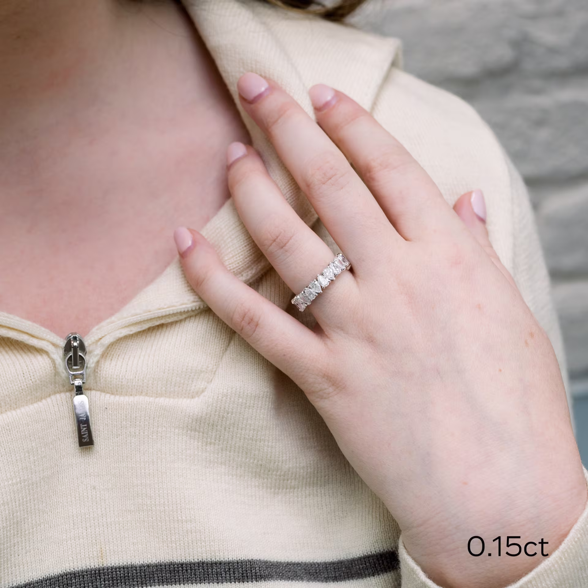 18k white gold 3 ct pear lab created diamond eternity band ada diamonds design ad 296 on model