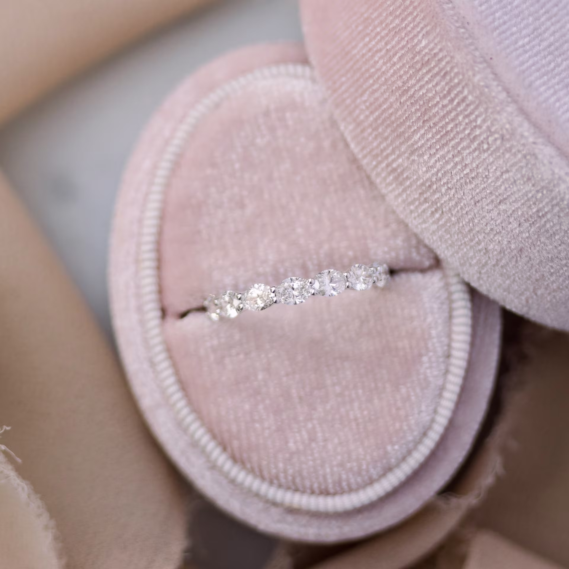 white gold oval lab grown diamond east west eternity wedding band ada diamonds design ad 300