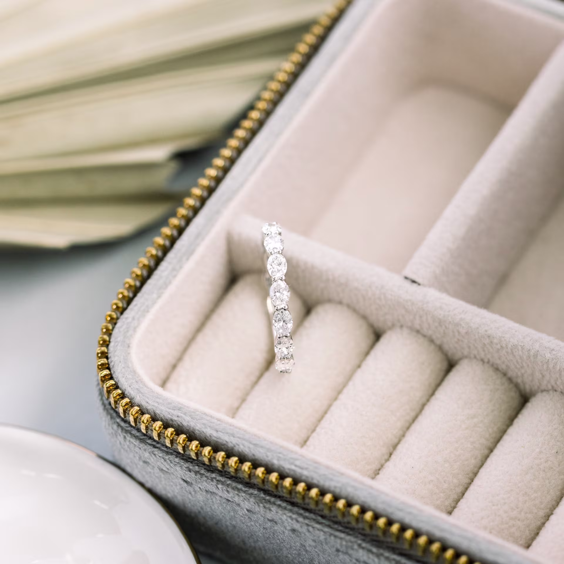 platinum east west oval lab created diamond eternity band ada diamonds design ad 300 macro