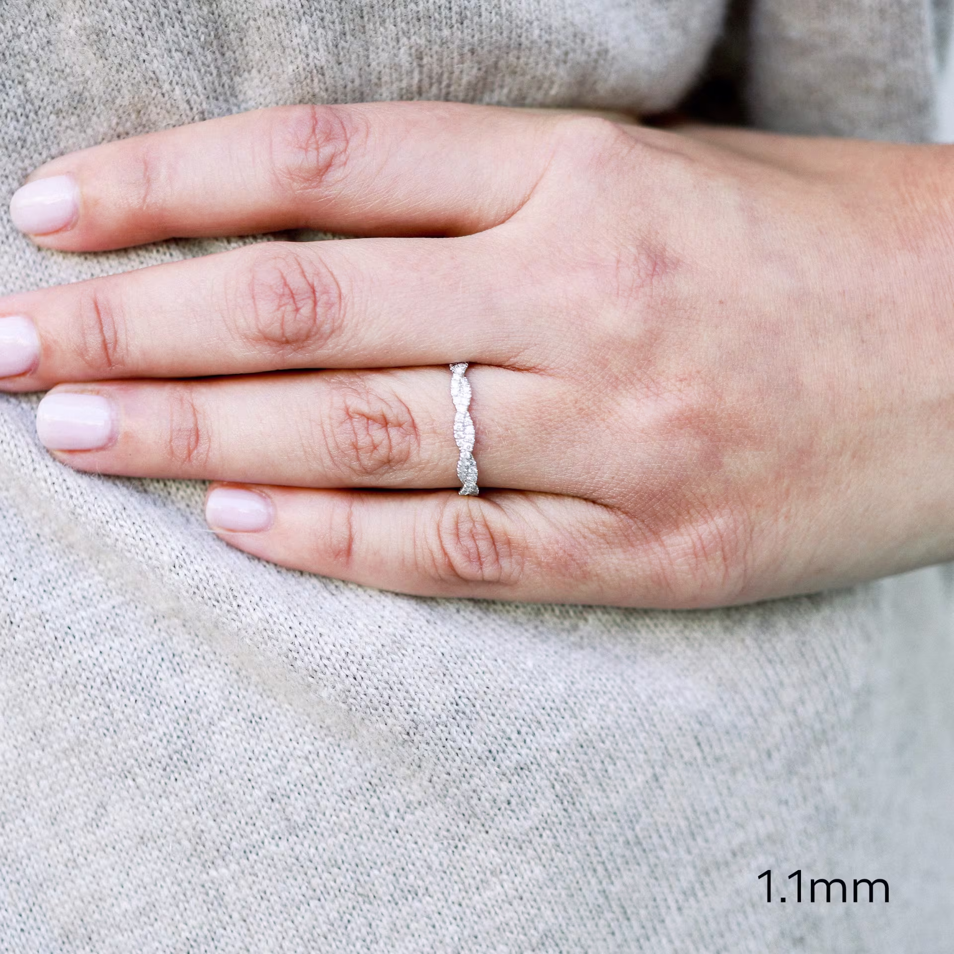 infinity twist lab diamond wedding band platinum ada diamonds design ad086 on model