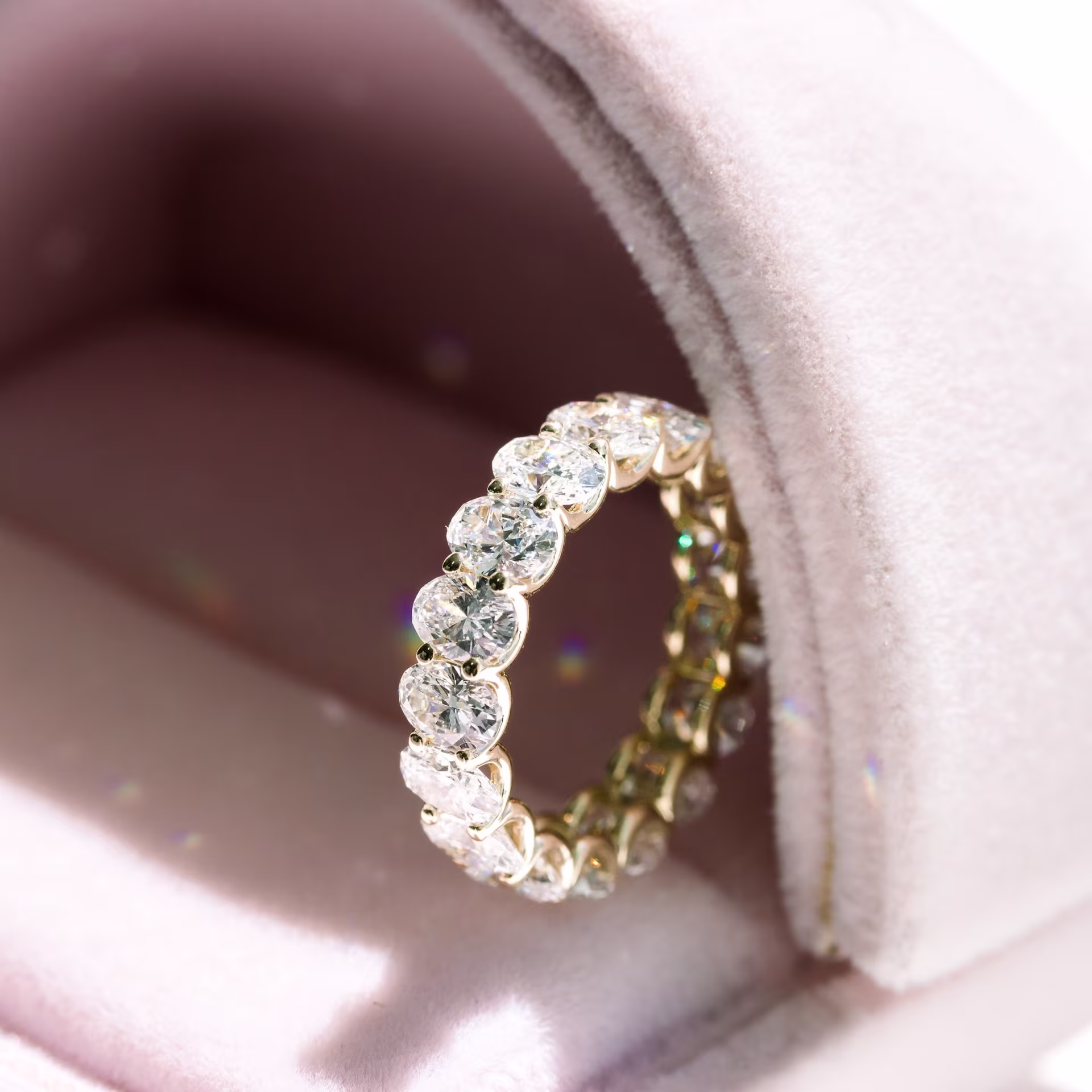 yellow gold five ct oval lab grown diamond eternity band ada diamonds design ad 193 artistic