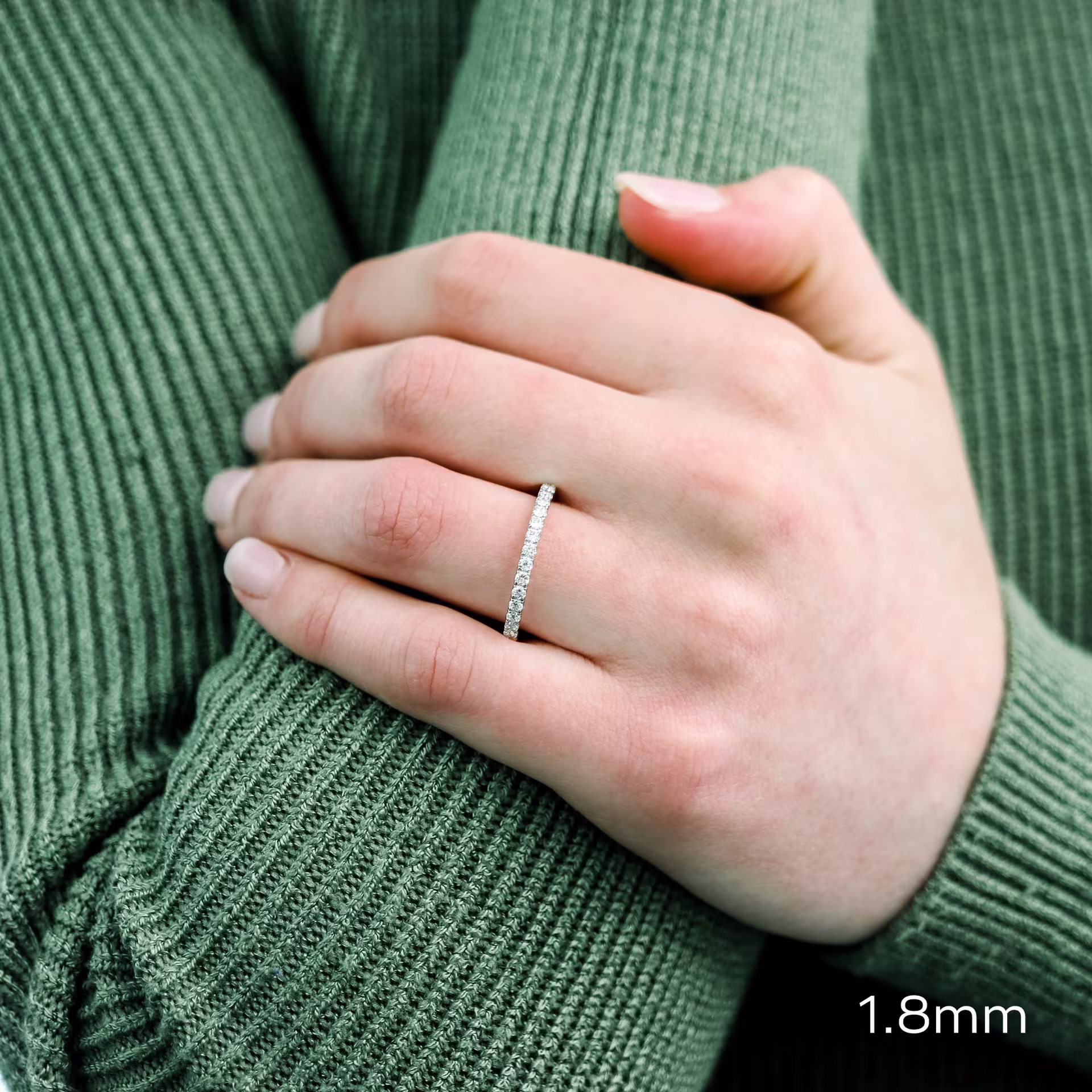 platinum u pavé lab diamond eternity band ada diamonds design ad 171 on model