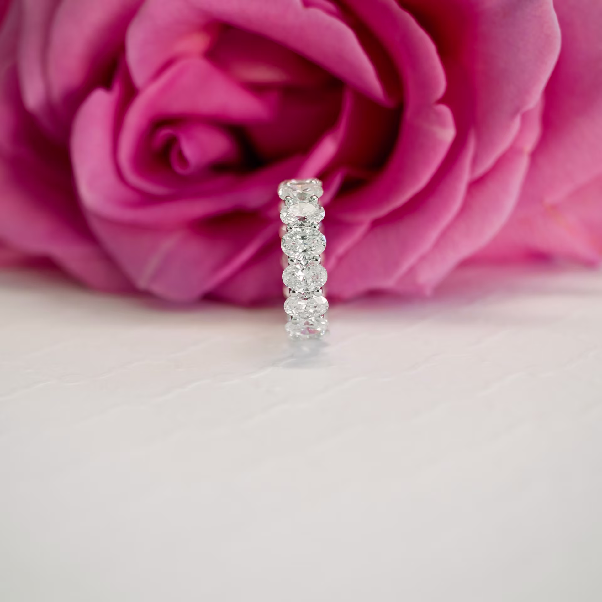 6 ct oval lab diamond wedding band platinum