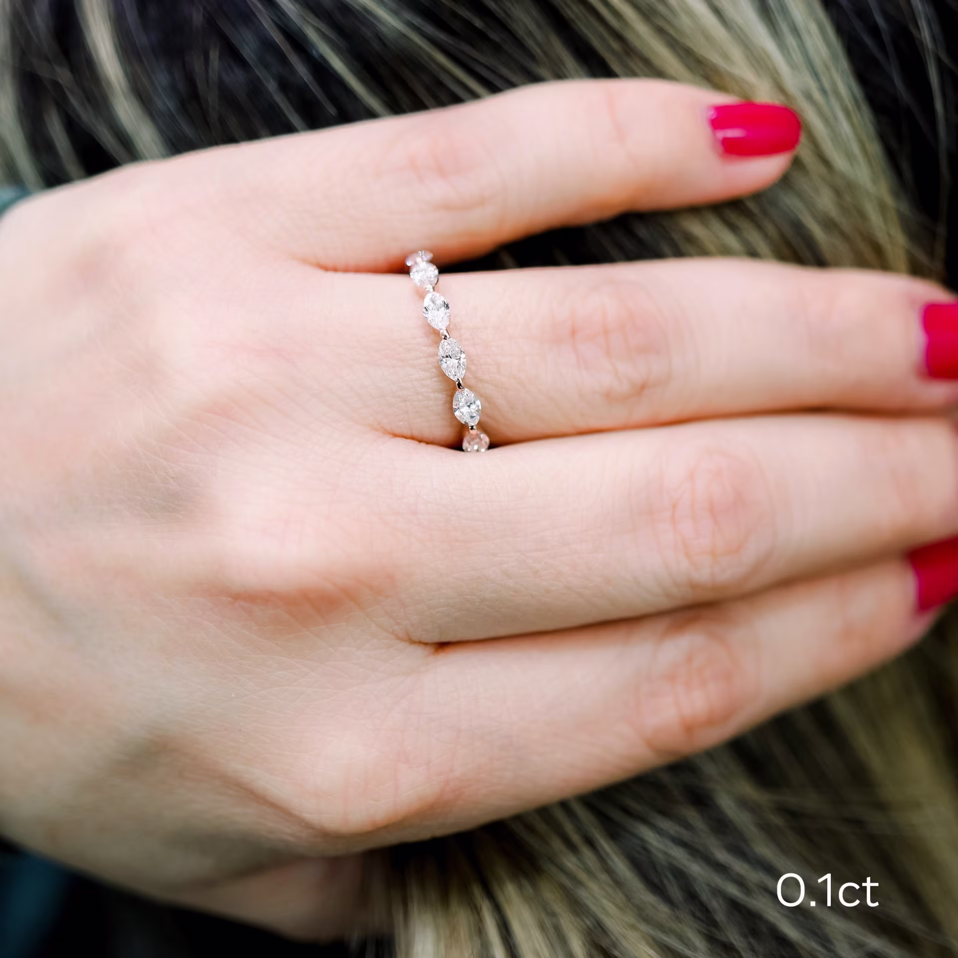 14k Rose Gold 1.3ct Marquise Lab Diamond Eternity Band Ada Diamonds Design AD-270 on Model