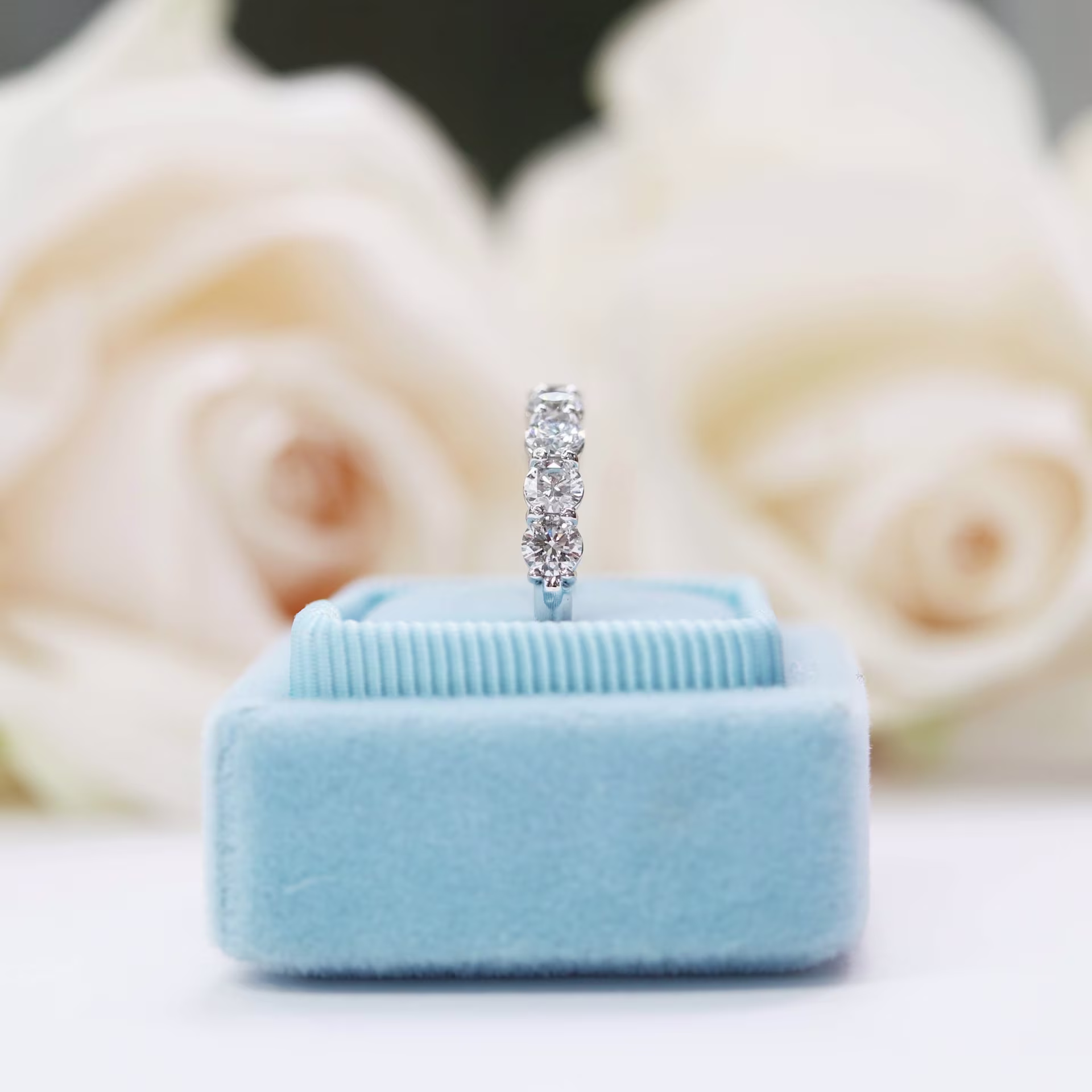 Lab Diamond Round Seven Stone Wedding Band Design AD240