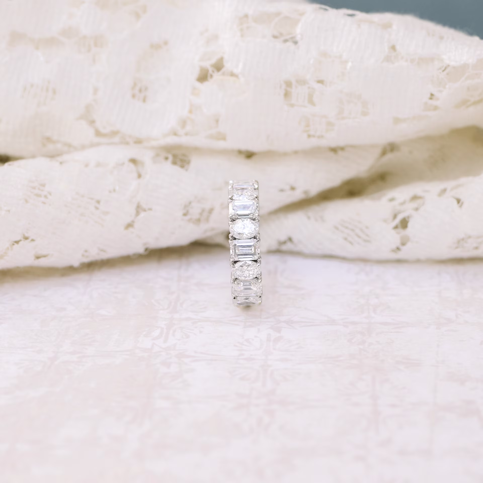 platinum 5 carat emerald cut and oval lab diamond eternity band ada diamonds design ad 290