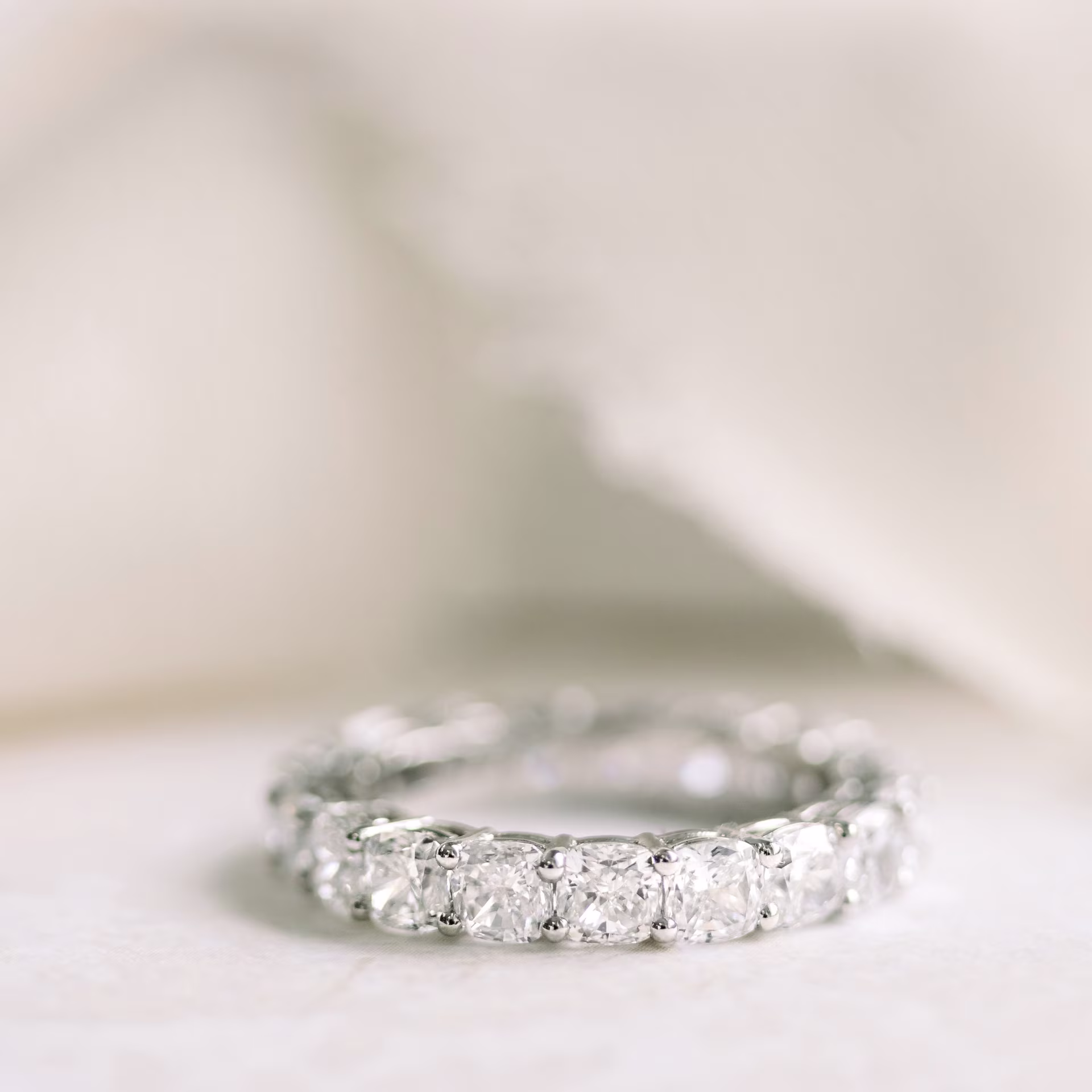cushion cut lab diamond eternity band
