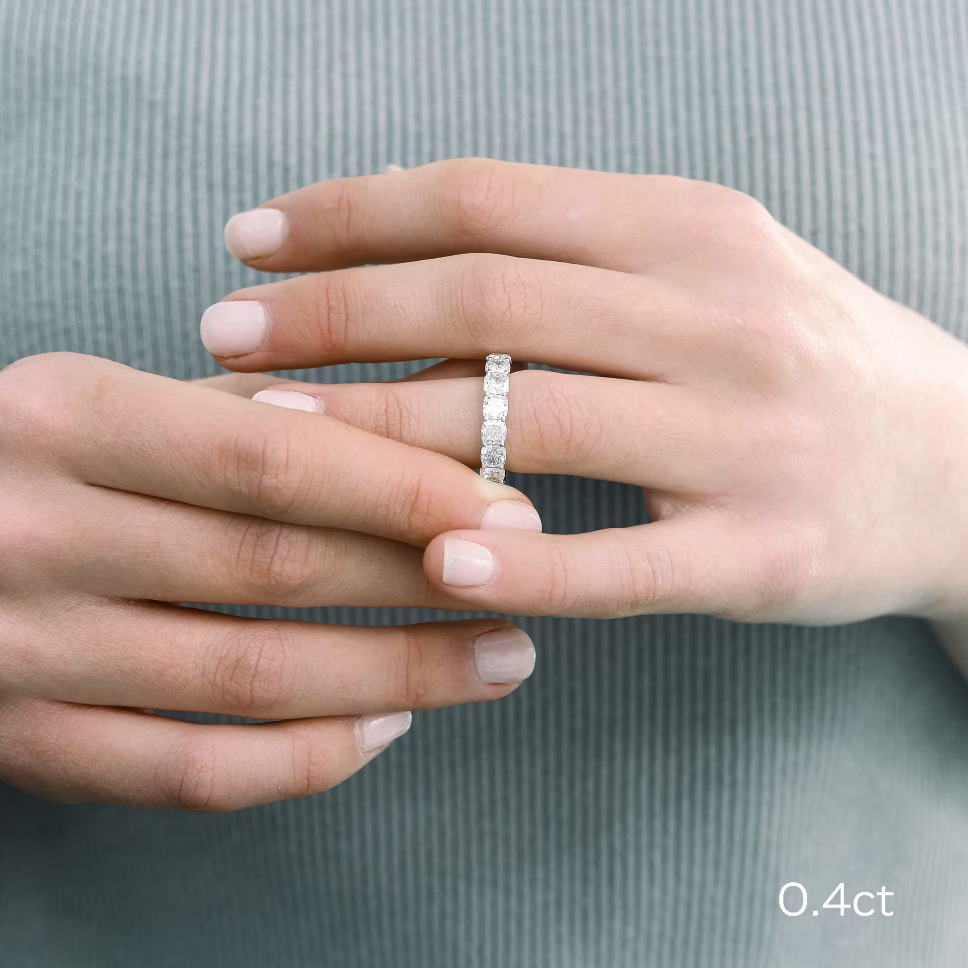 18k white gold 6 carat cushion cut lab diamond wedding band ada diamonds design ad 271 on model