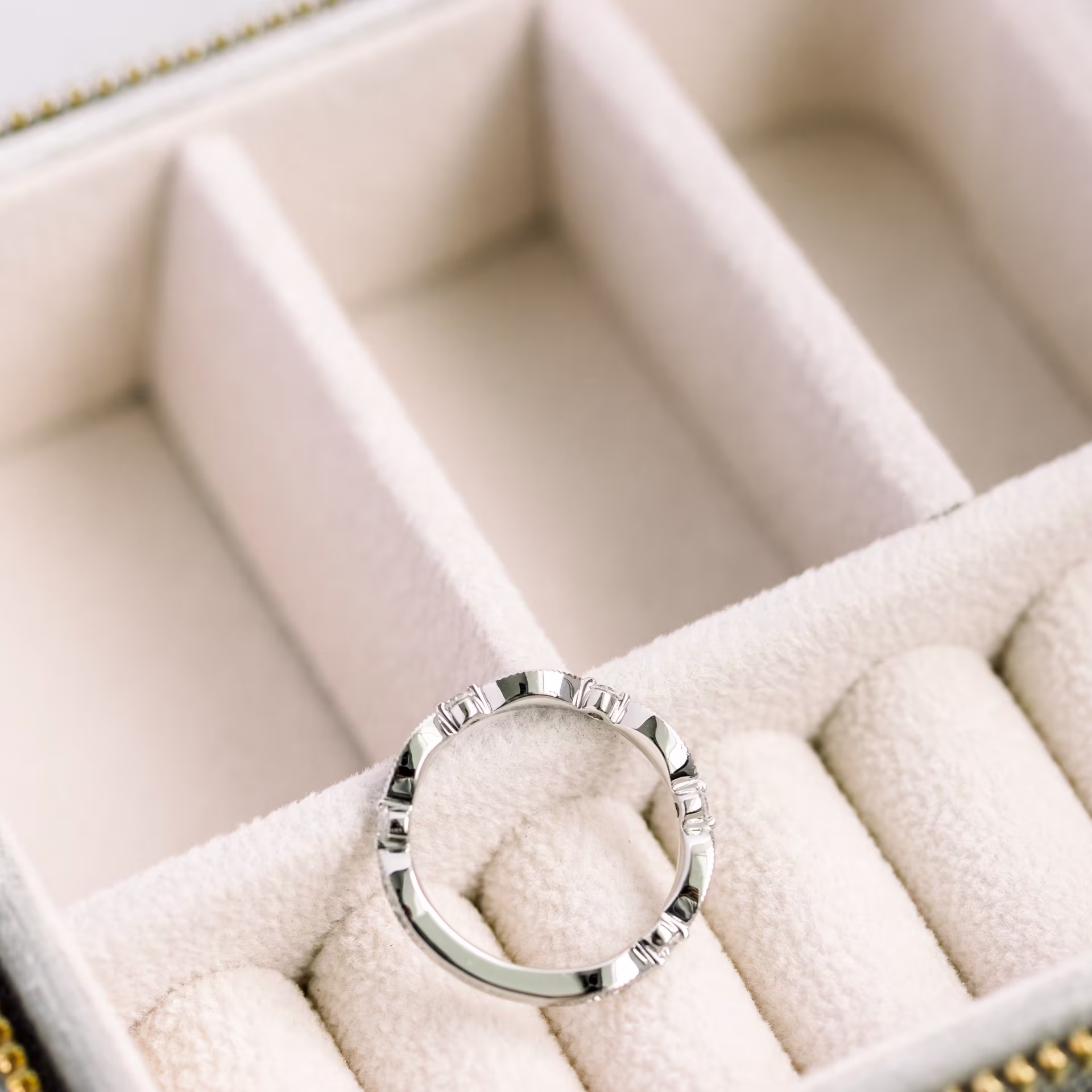 platinum lab grown diamond wedding band leaf shaped ada diamonds design ad 216 profile view