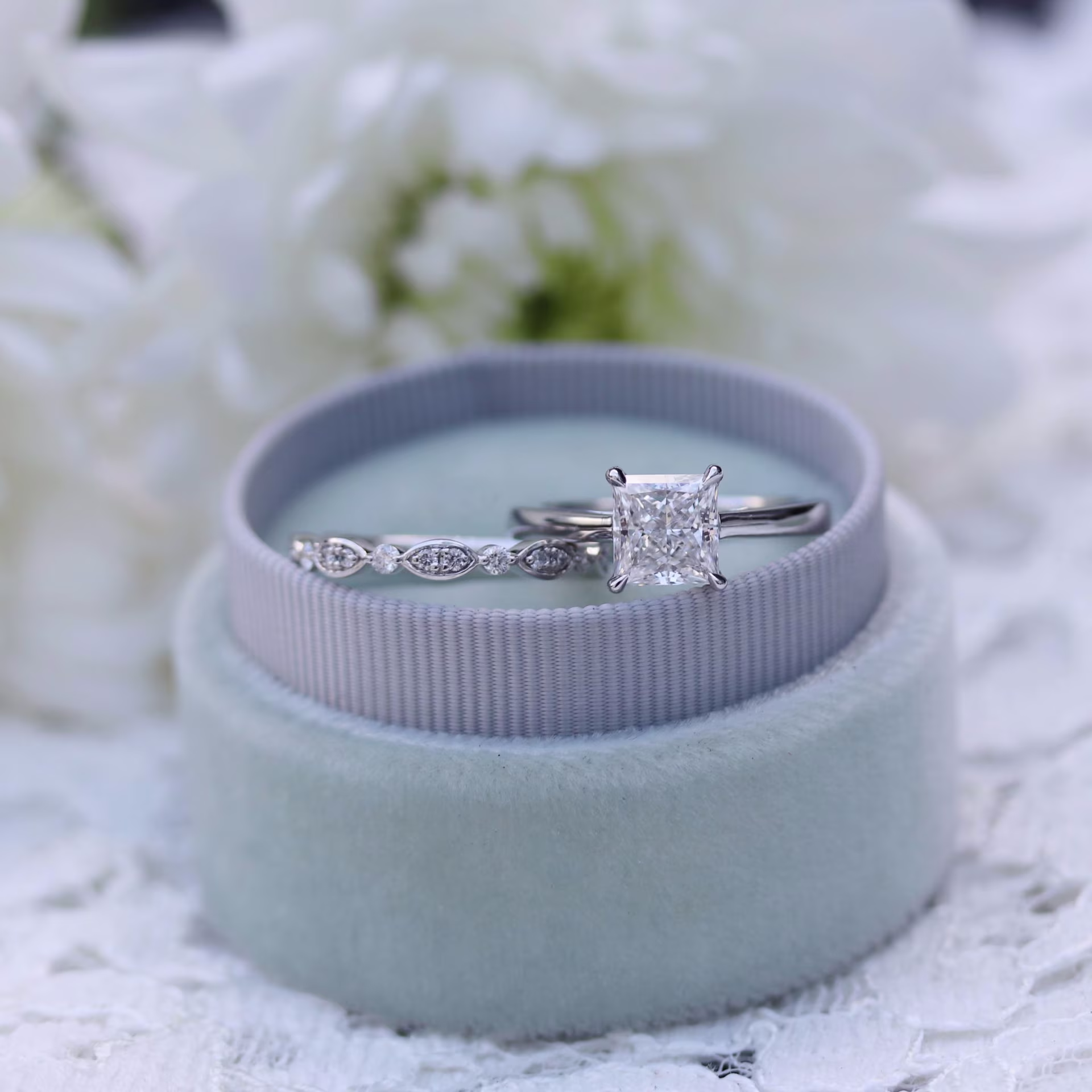 Lab Created Diamond Leaf Wedding Band AD216