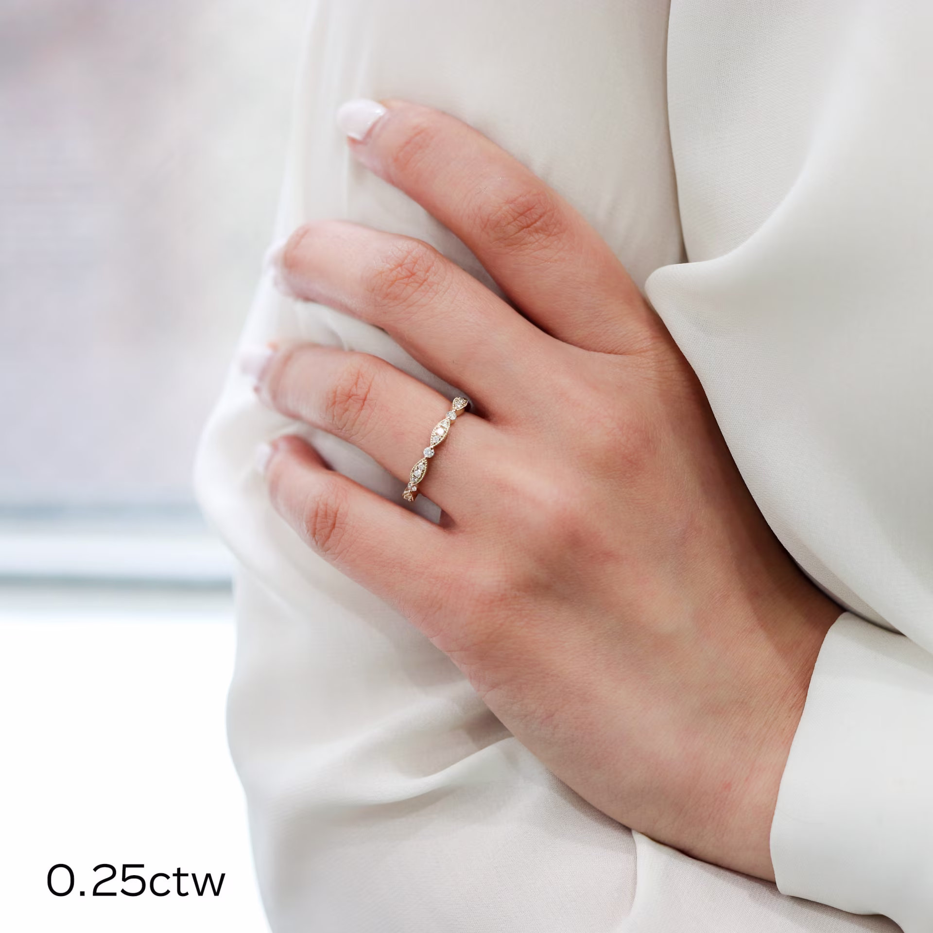 14k yellow gold leaf three quarter band