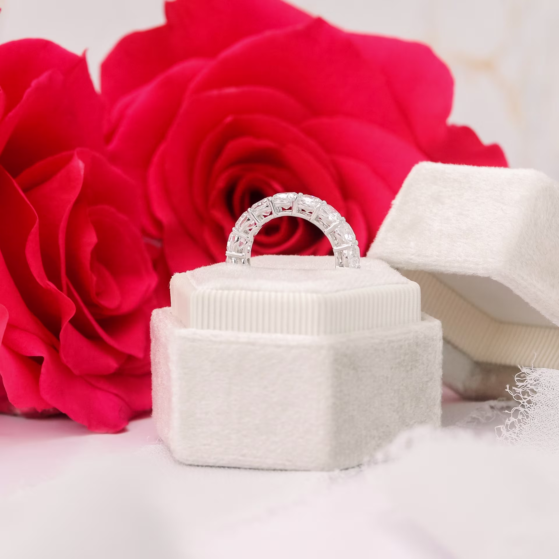 18k white gold 6.5 carat cushion cut lab diamond eternity band ada diamonds design ad271 profile