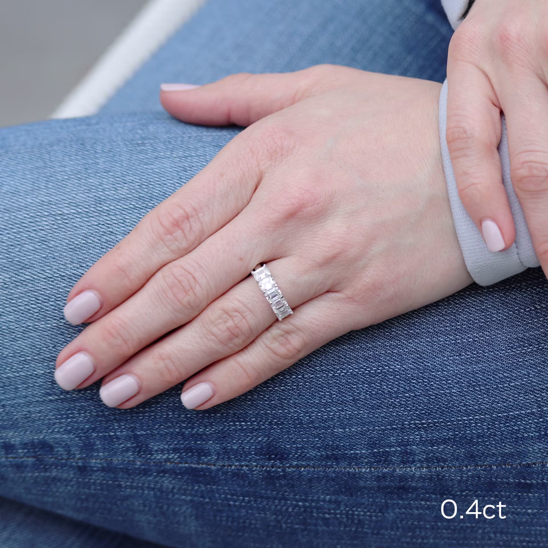 2 carat emerald cut lab grown diamond five stone ring ada diamonds design ad 239 on model