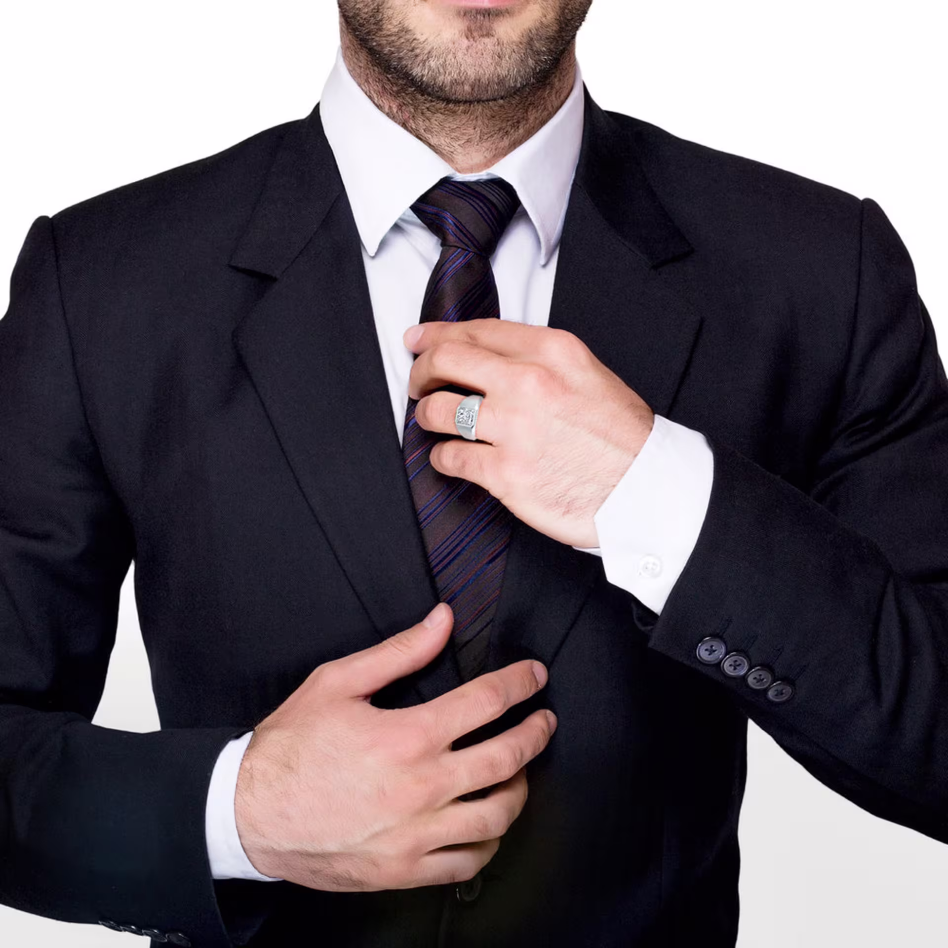 Men's Bezel Lab Created Diamond Wedding Band in Platinum on Model Design-131