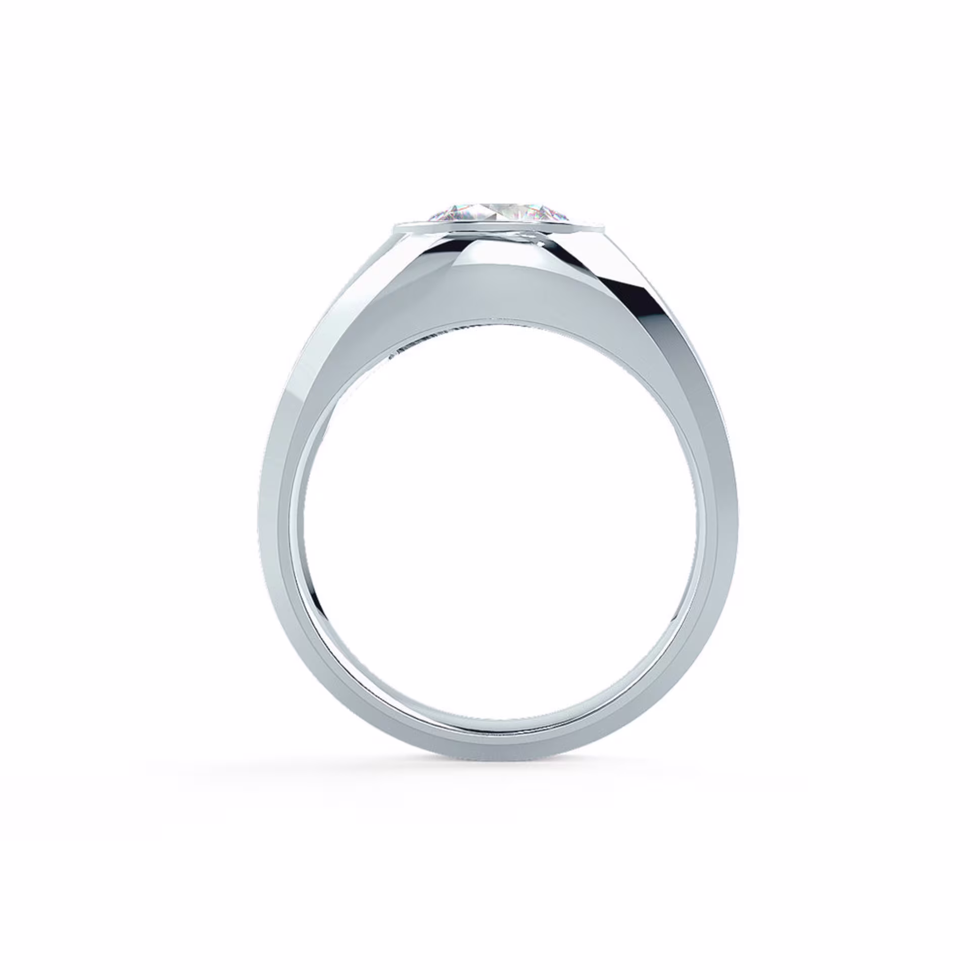 Men's Bezel Lab Created Diamond Wedding Band in White Gold Design-131