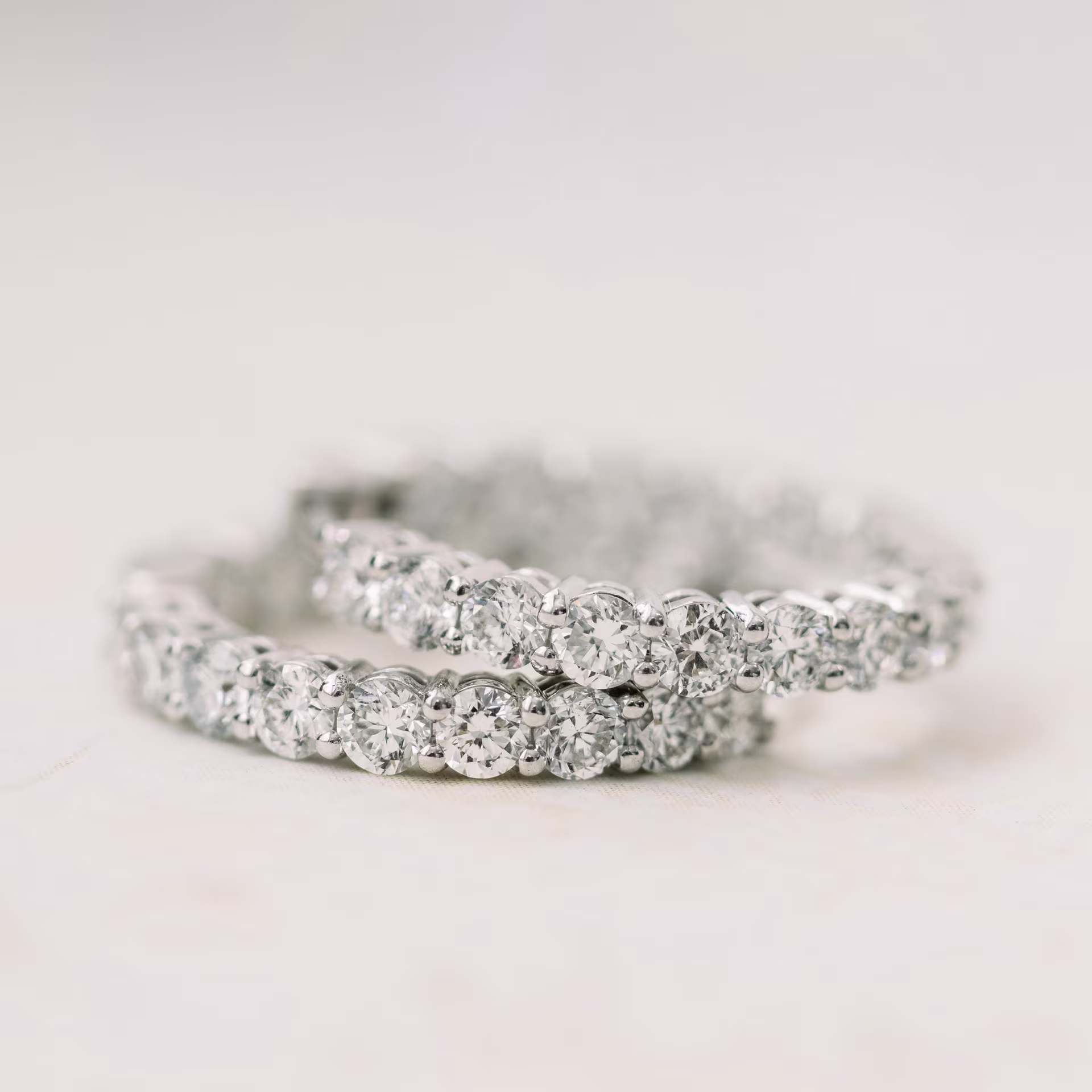 14k White Gold 1ct Huggie Hoop Lab Diamond Earrings Ada Diamonds Design AD-289 Macro