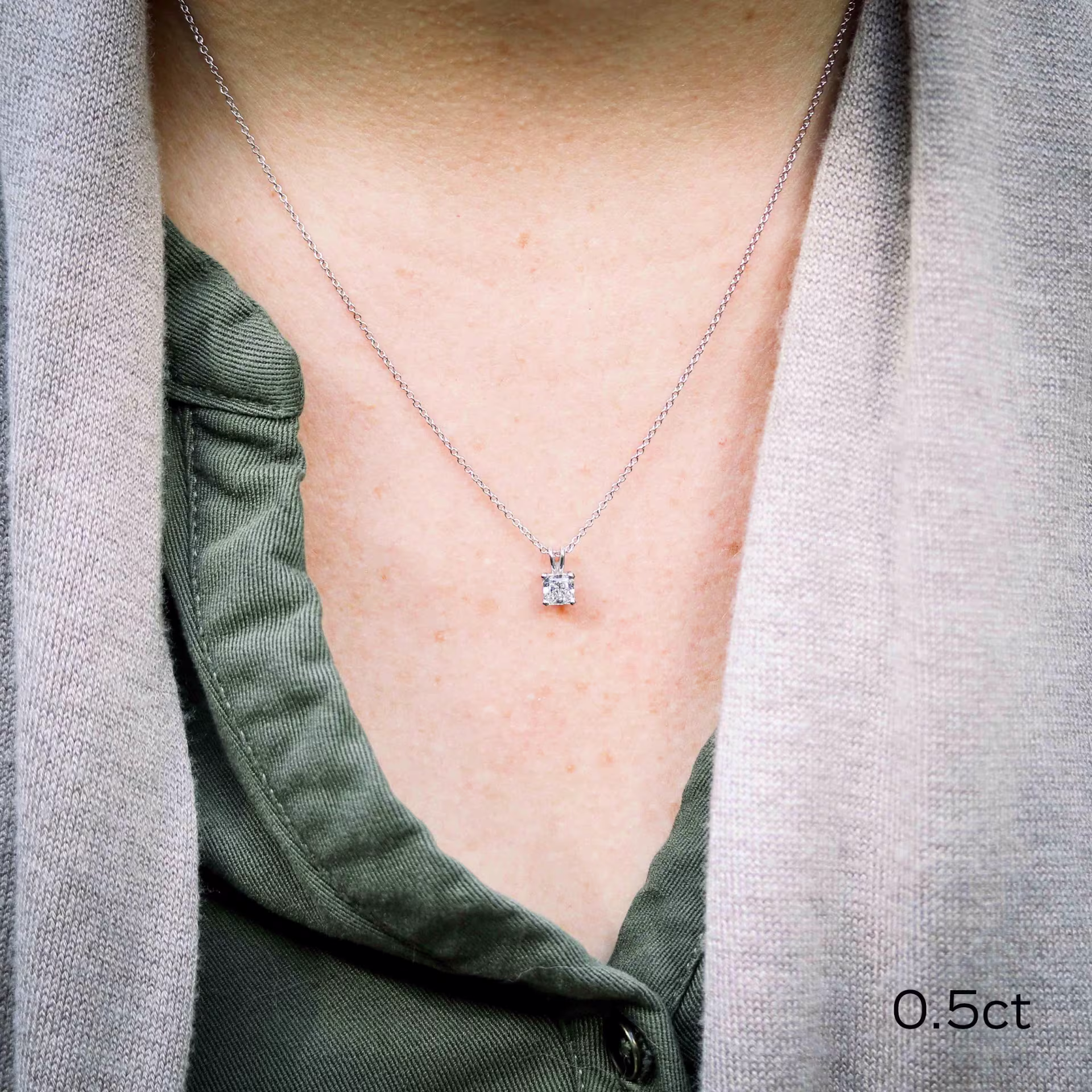 white gold half carat radiant cut lab diamond pendant ada diamonds design ad 286