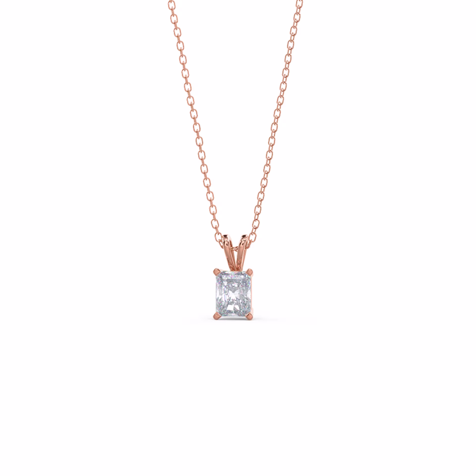 0.7 ct Man Made Diamonds set in 14k Rose Gold Classic Radiant Pendant ()