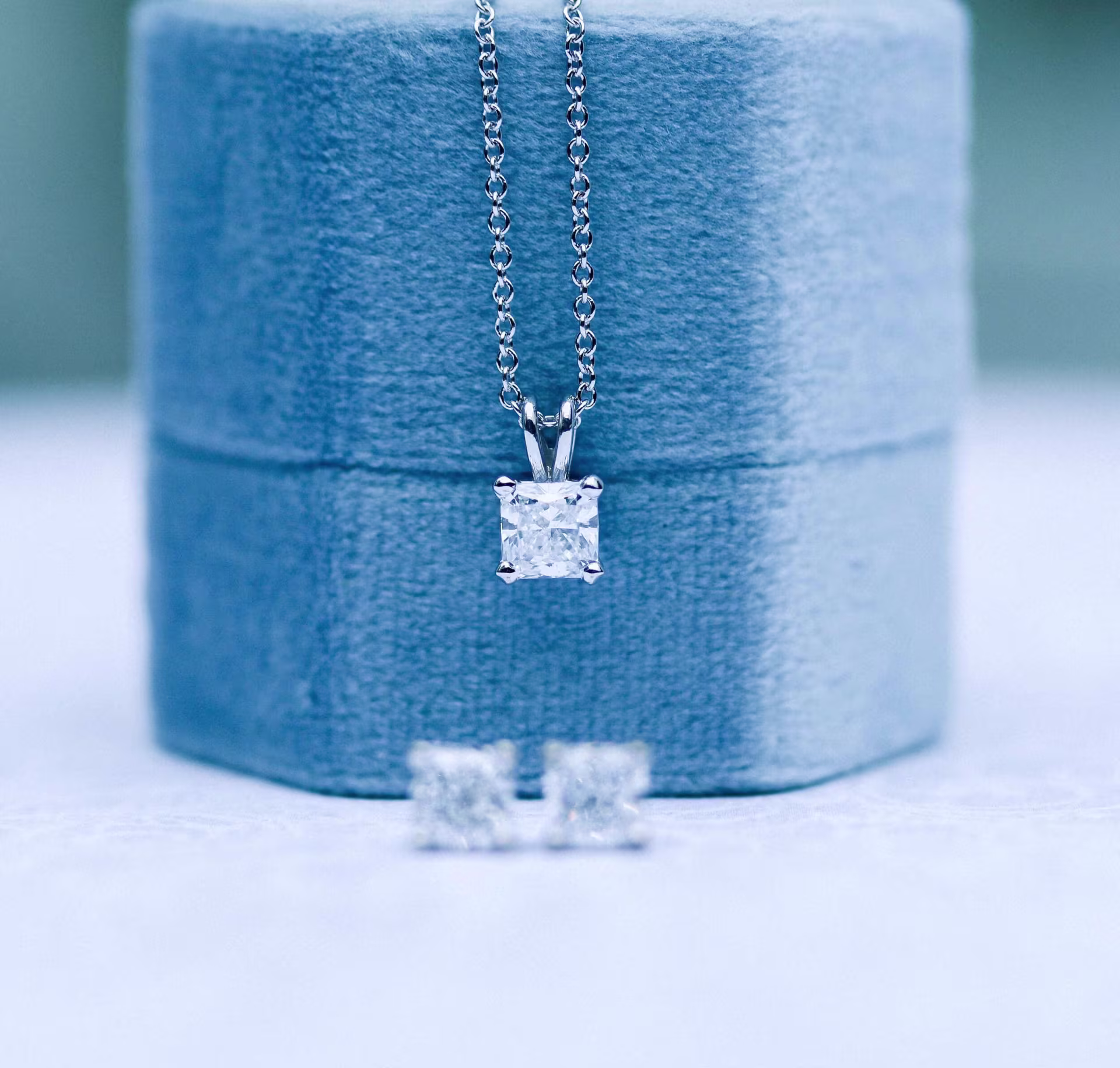 half carat radiant cut pendant neckalce ada diamonds