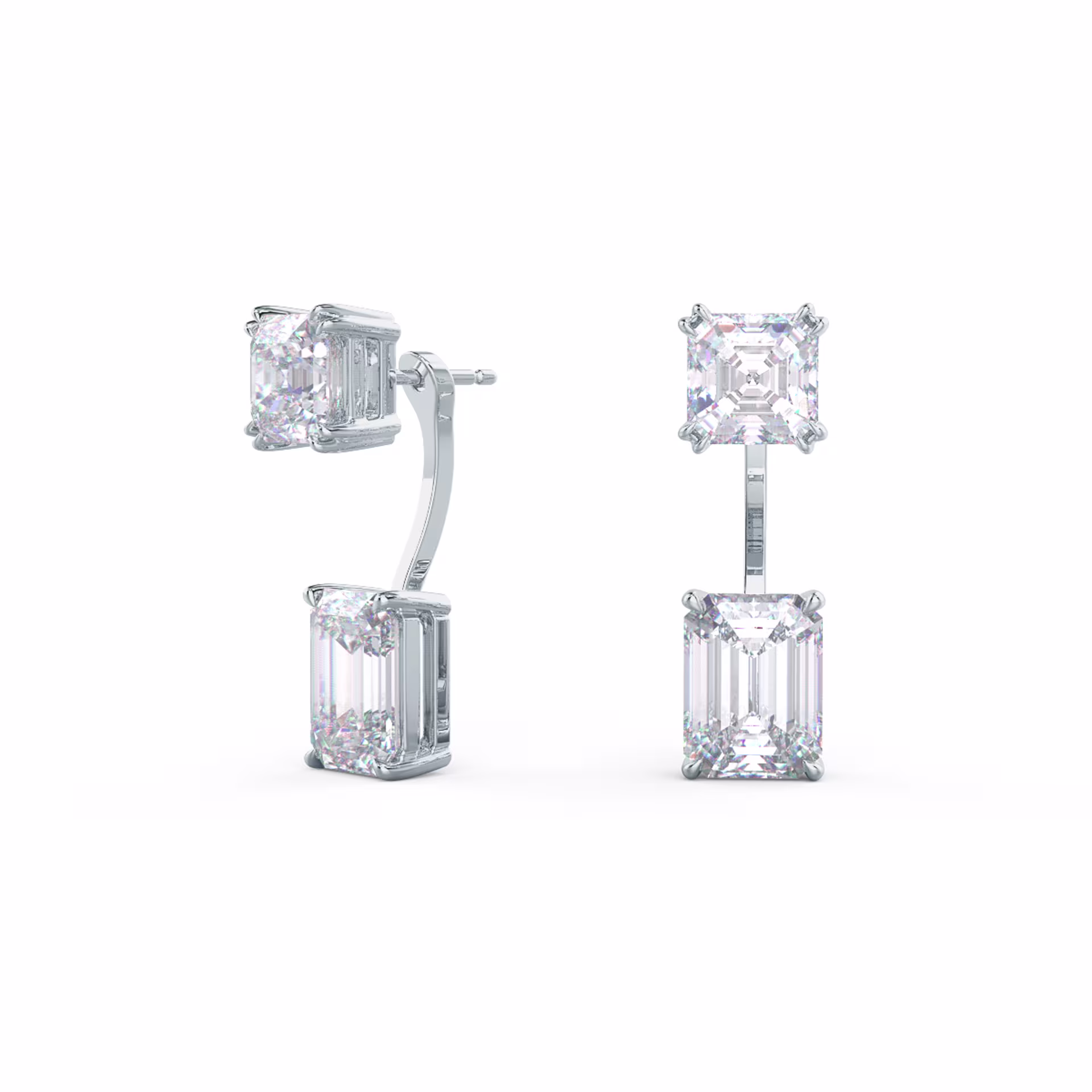 3.0 Carat Lab Grown Diamonds set in Emerald Cut Diamond Earring Jackets ()