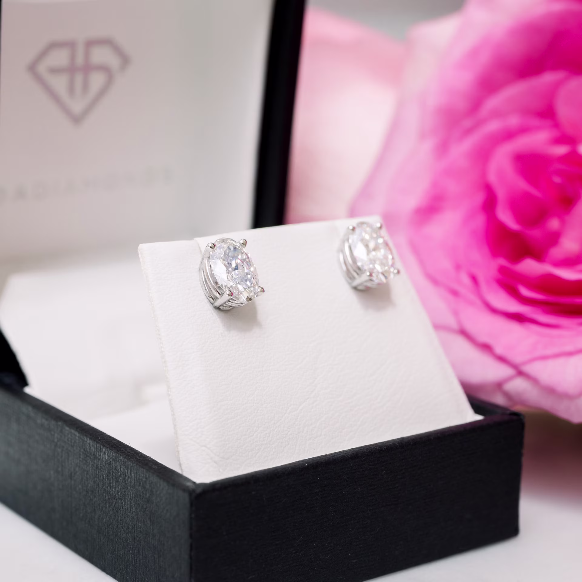 2 carat white gold man made diamond oval stud earrings ada diamonds profile
