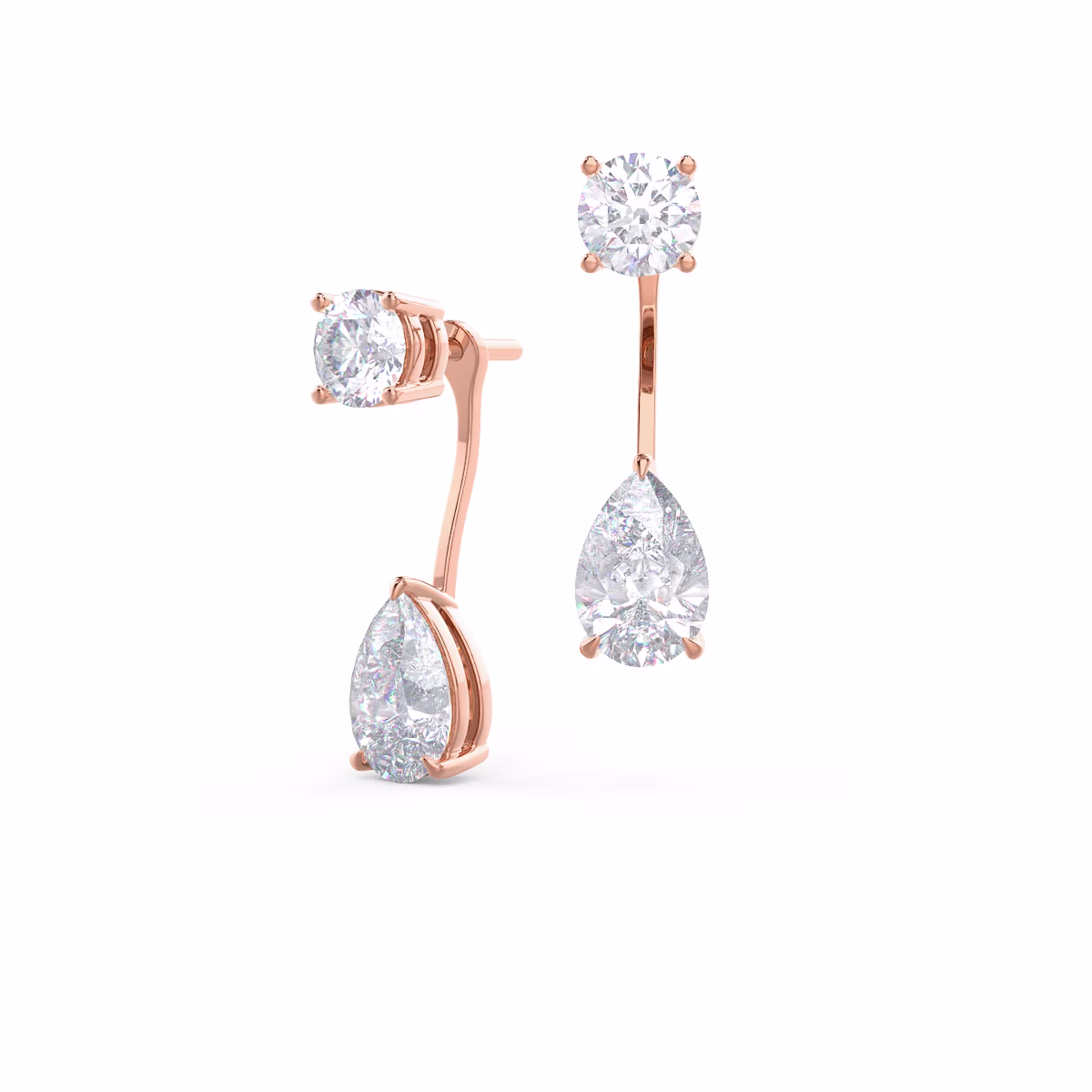Lab Created Diamonds set in Rose Gold Pear Cut Diamond Drop Earring Jackets (Main View)