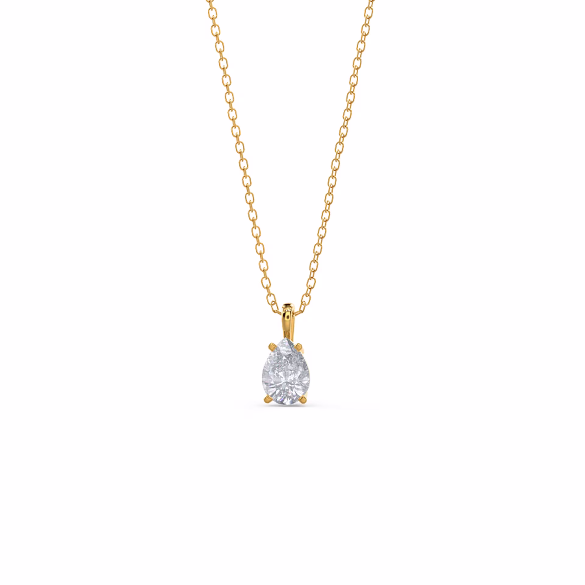 14k Yellow Gold Pear Diamond Solitaire Pendant featuring 0.5 ctw Lab Diamonds ()