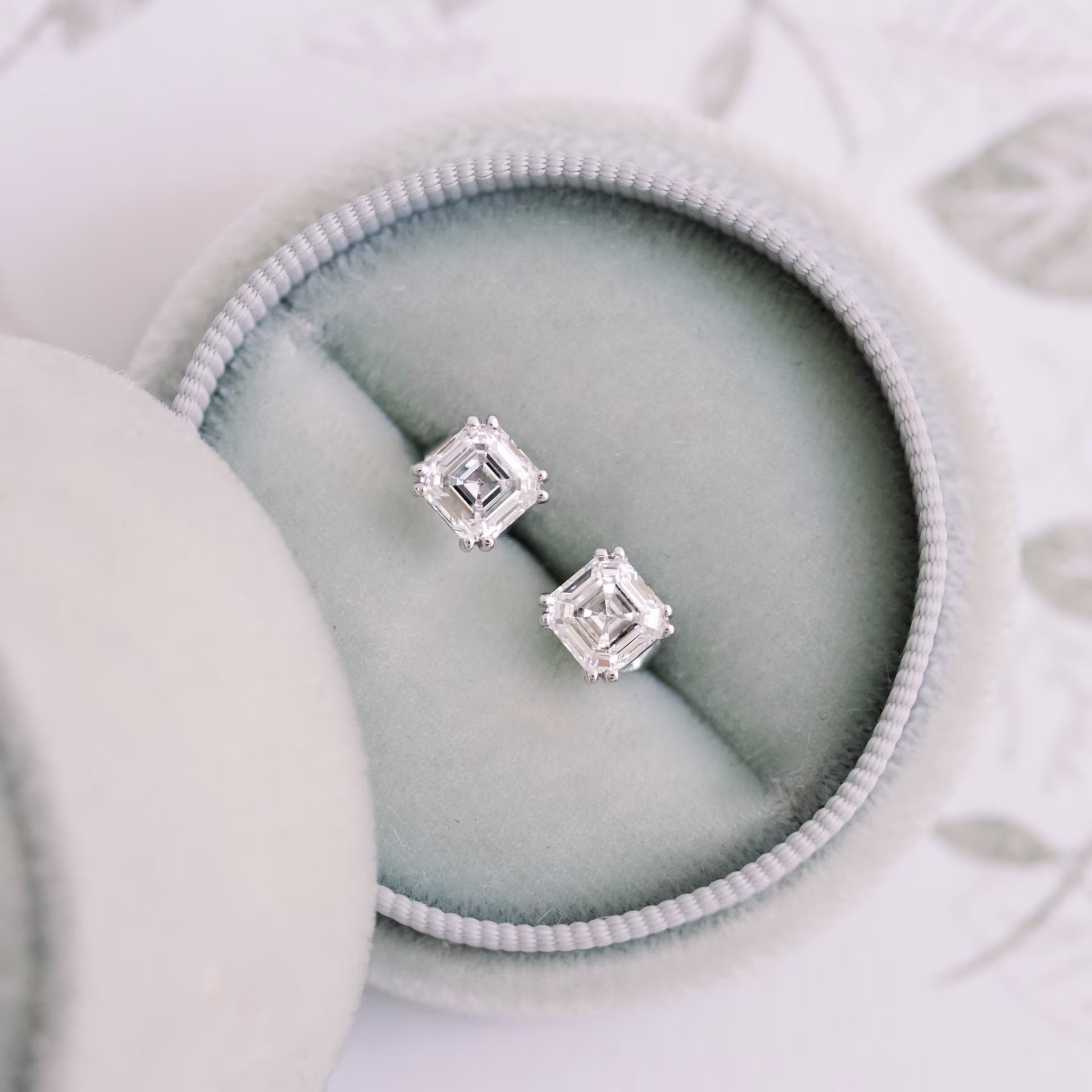 2 carat asscher cut lab diamond studs in white gold ada diamonds design ad288