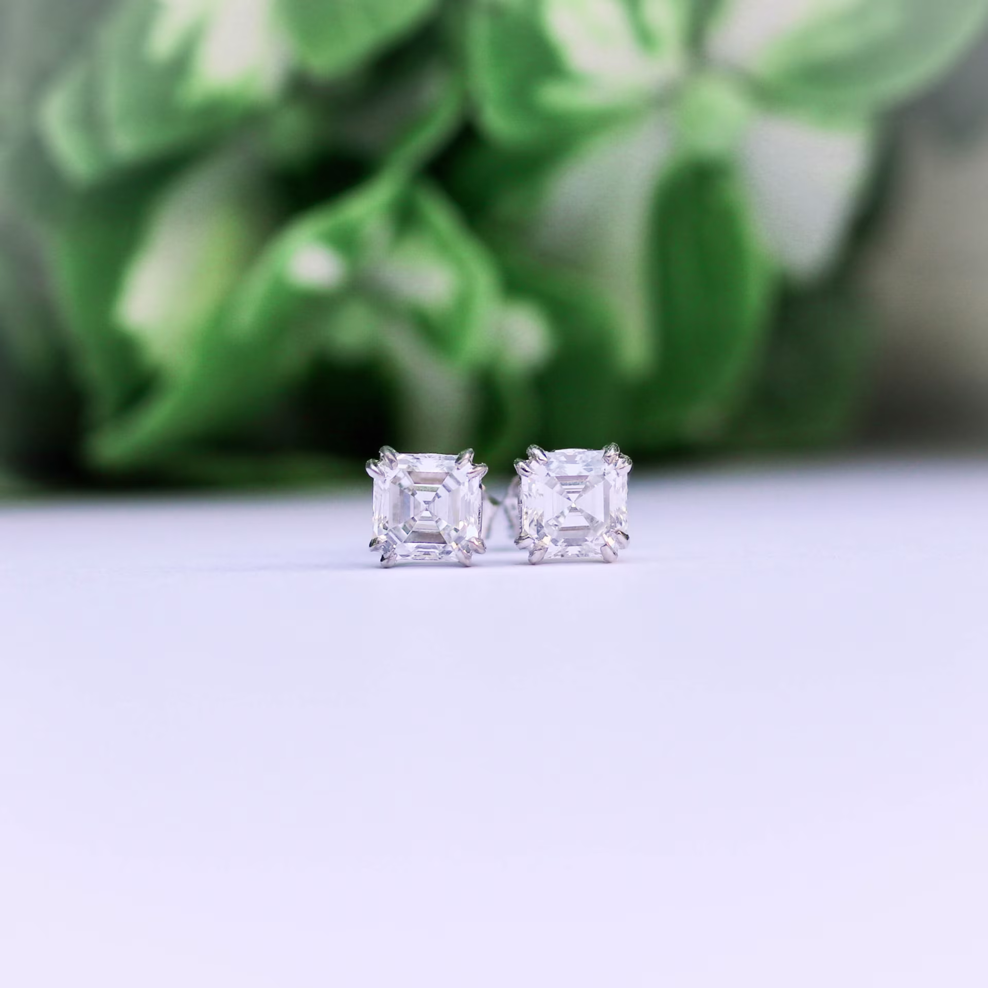 1.0 Carat Lab Diamonds set in Platinum Asscher Cut Diamond Stud Earrings (Main View)