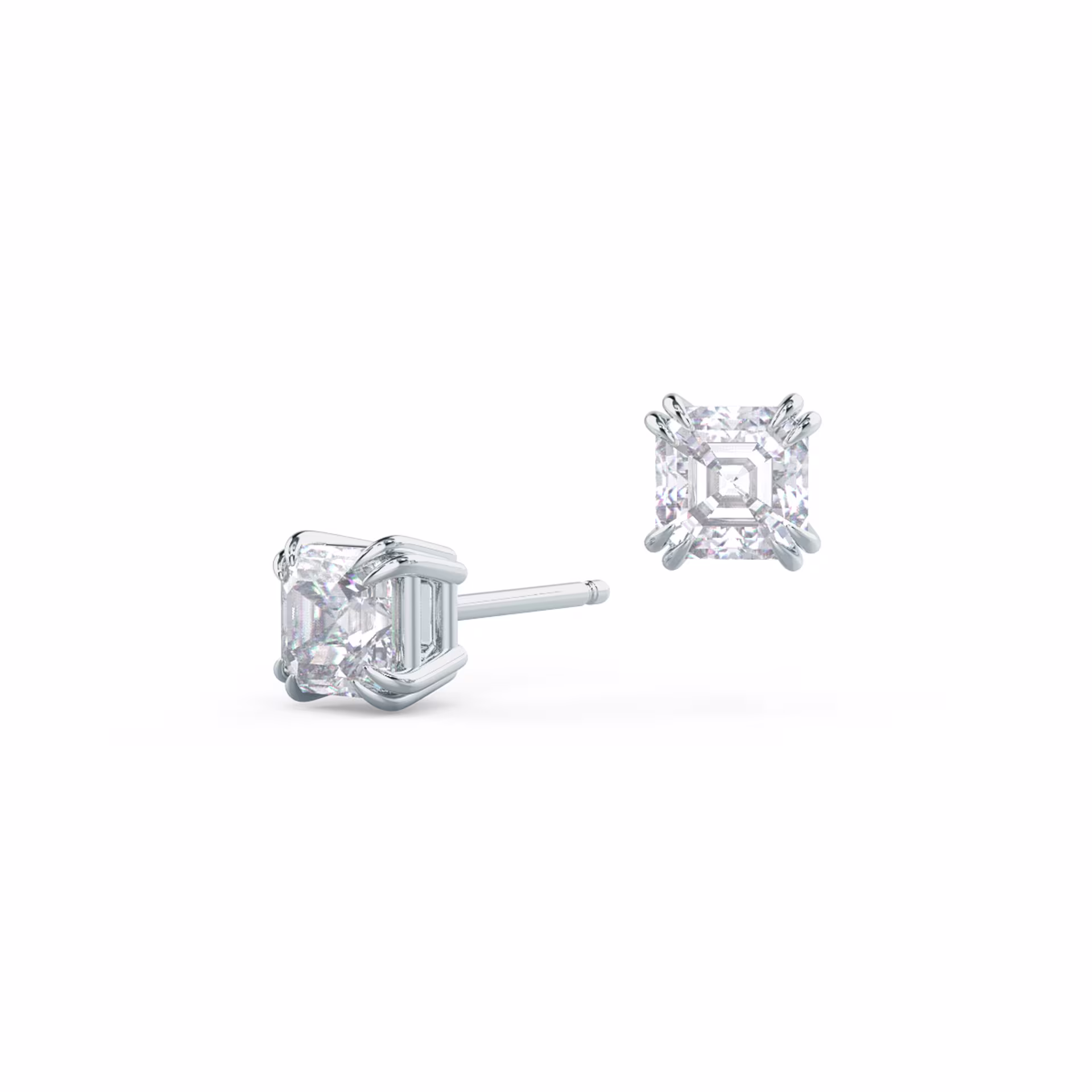 1.0 Carat Lab Diamonds set in Platinum Asscher Cut Diamond Stud Earrings (Main View)