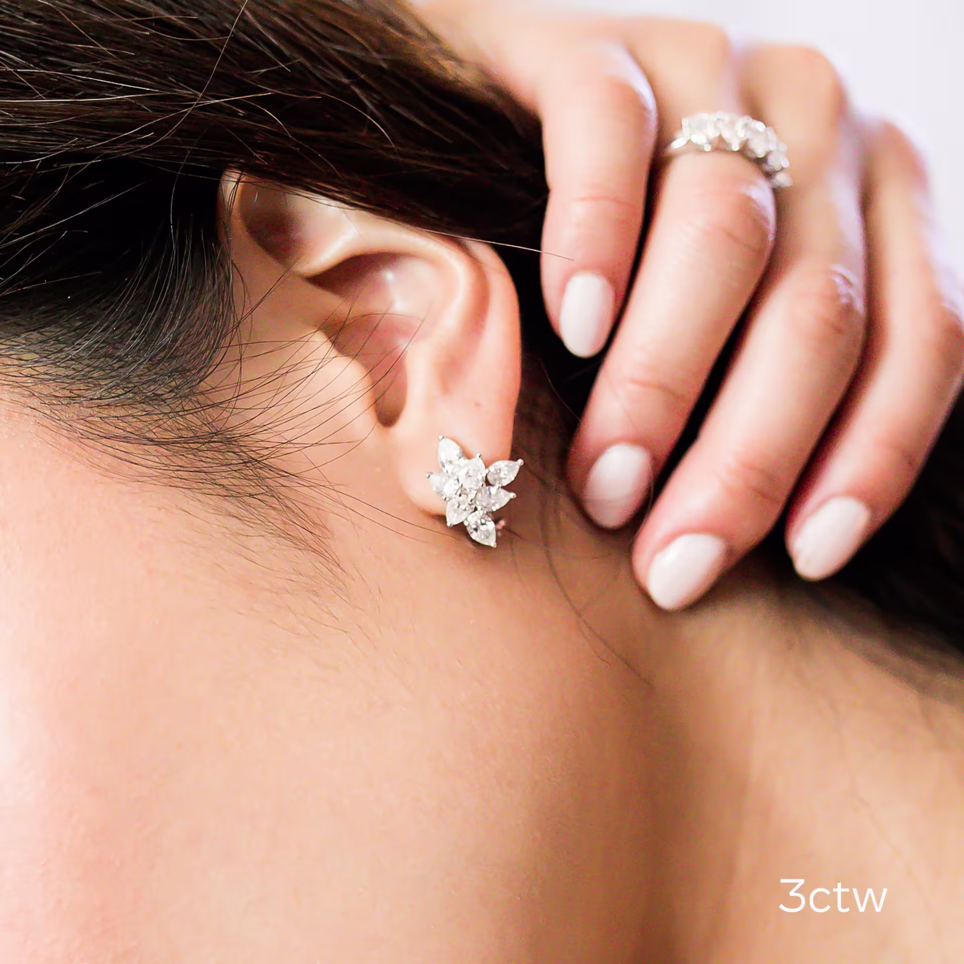 Pear cluster earrings three carat total weight made in white gold made with lab grown diamonds ADA Diamonds ad 259