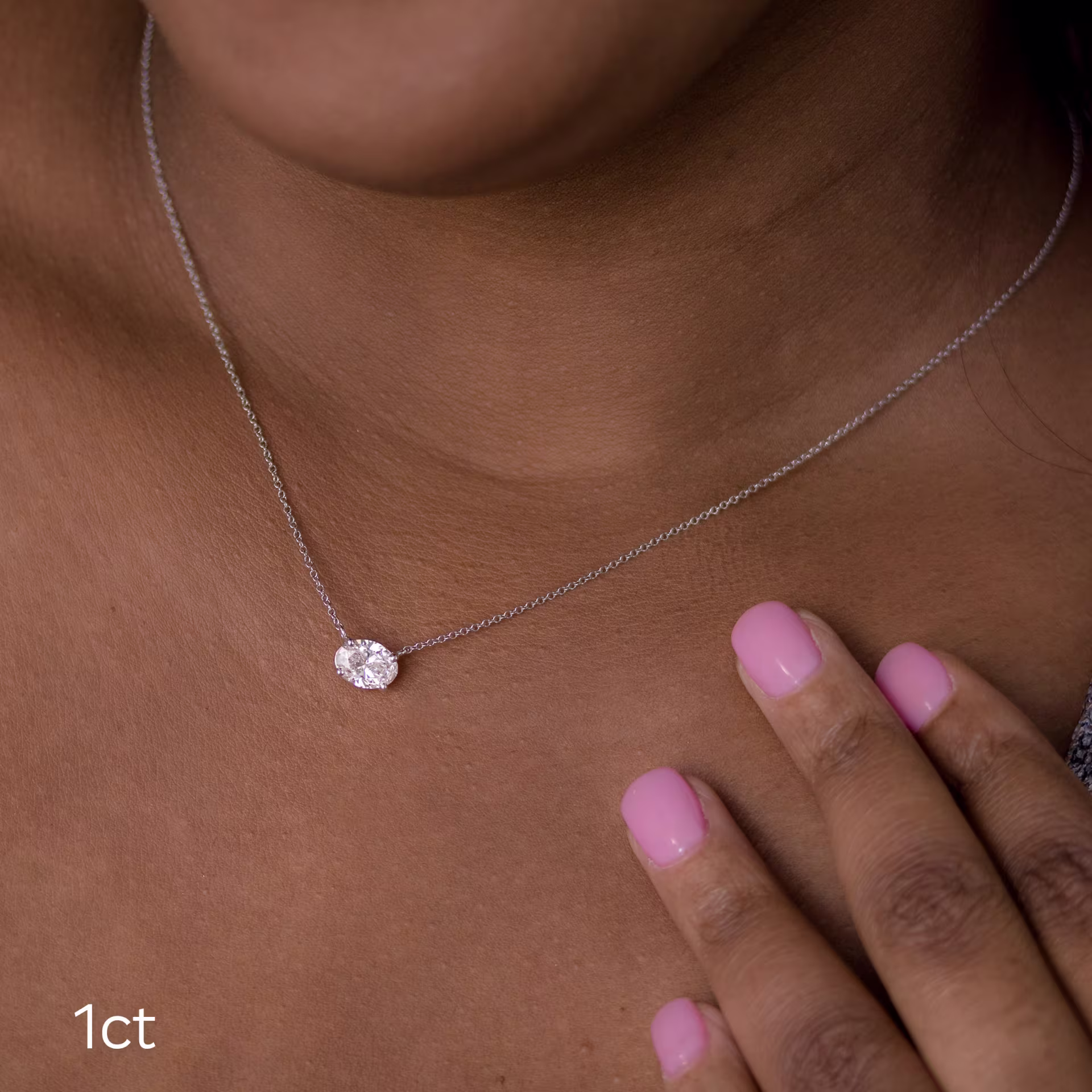 East West Oval Pendant Necklace made with man made diamonds in white gold platinum ADA Diamonds ad design 297