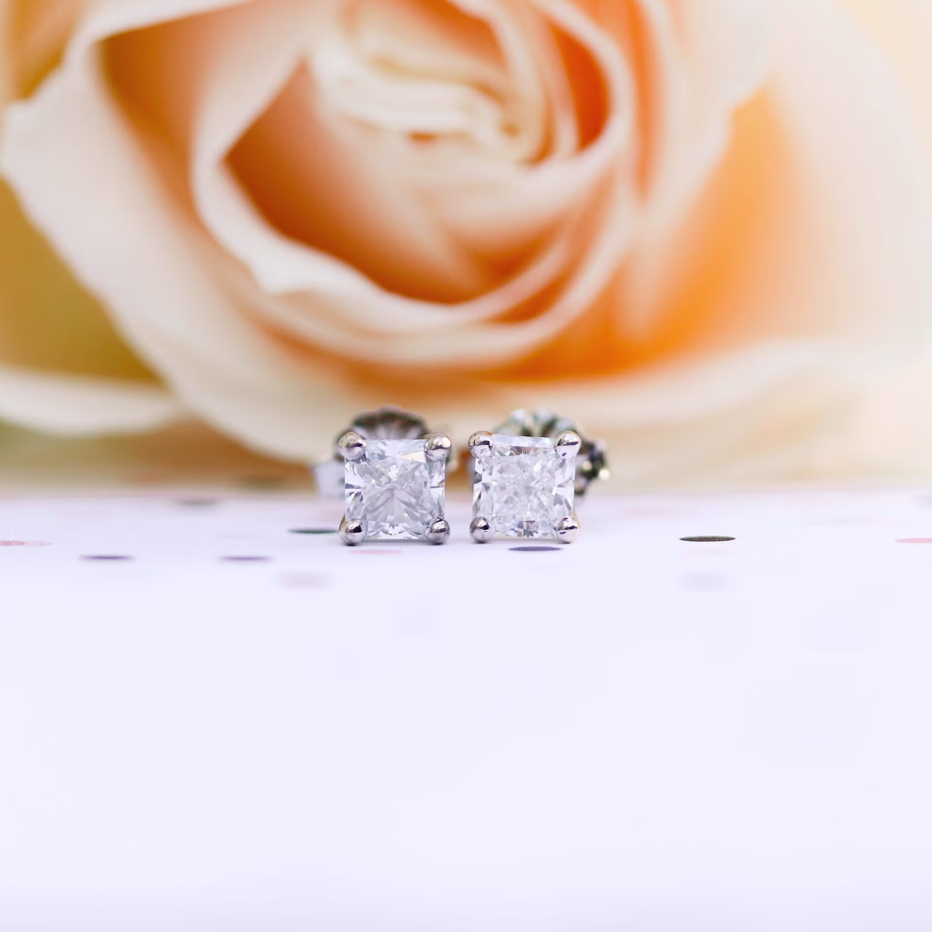1.0 Carat Diamonds set in Platinum Radiant Diamond Stud Earrings