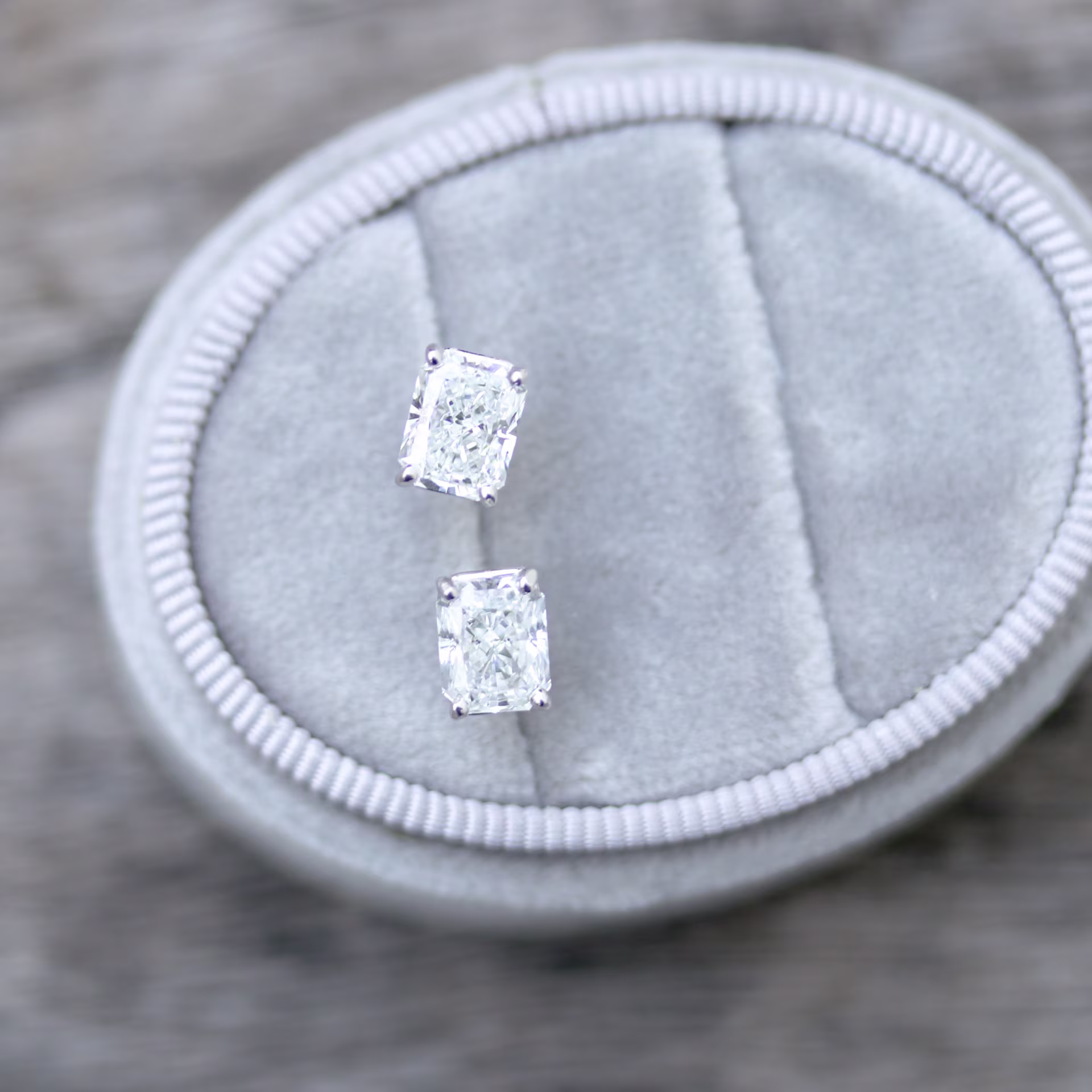 2.0 Carat Lab Diamonds set in Platinum Radiant Diamond Stud Earrings (Main View)