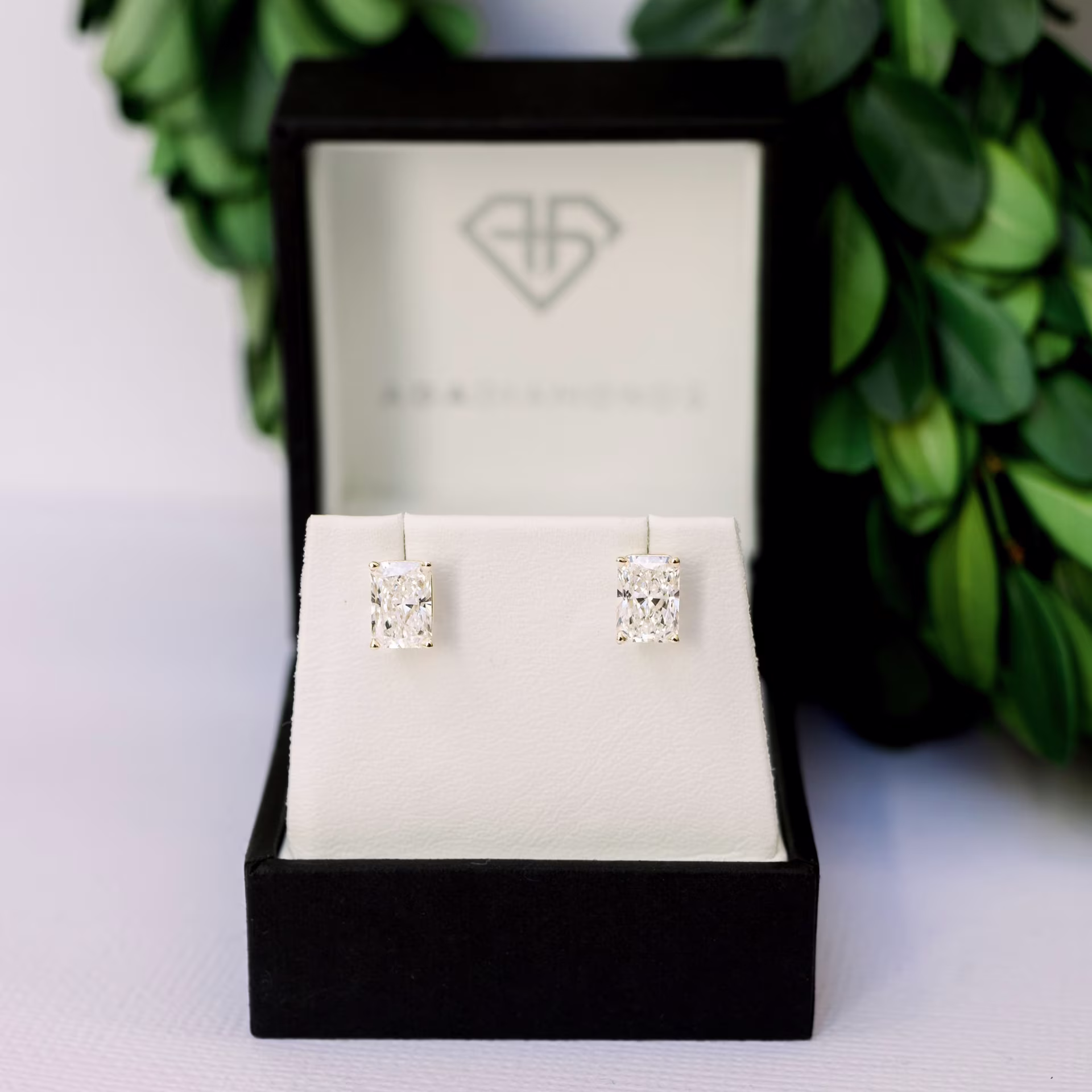 2.0 Carat Diamonds set in 14k Yellow Gold Radiant Stud Earrings (Main View)