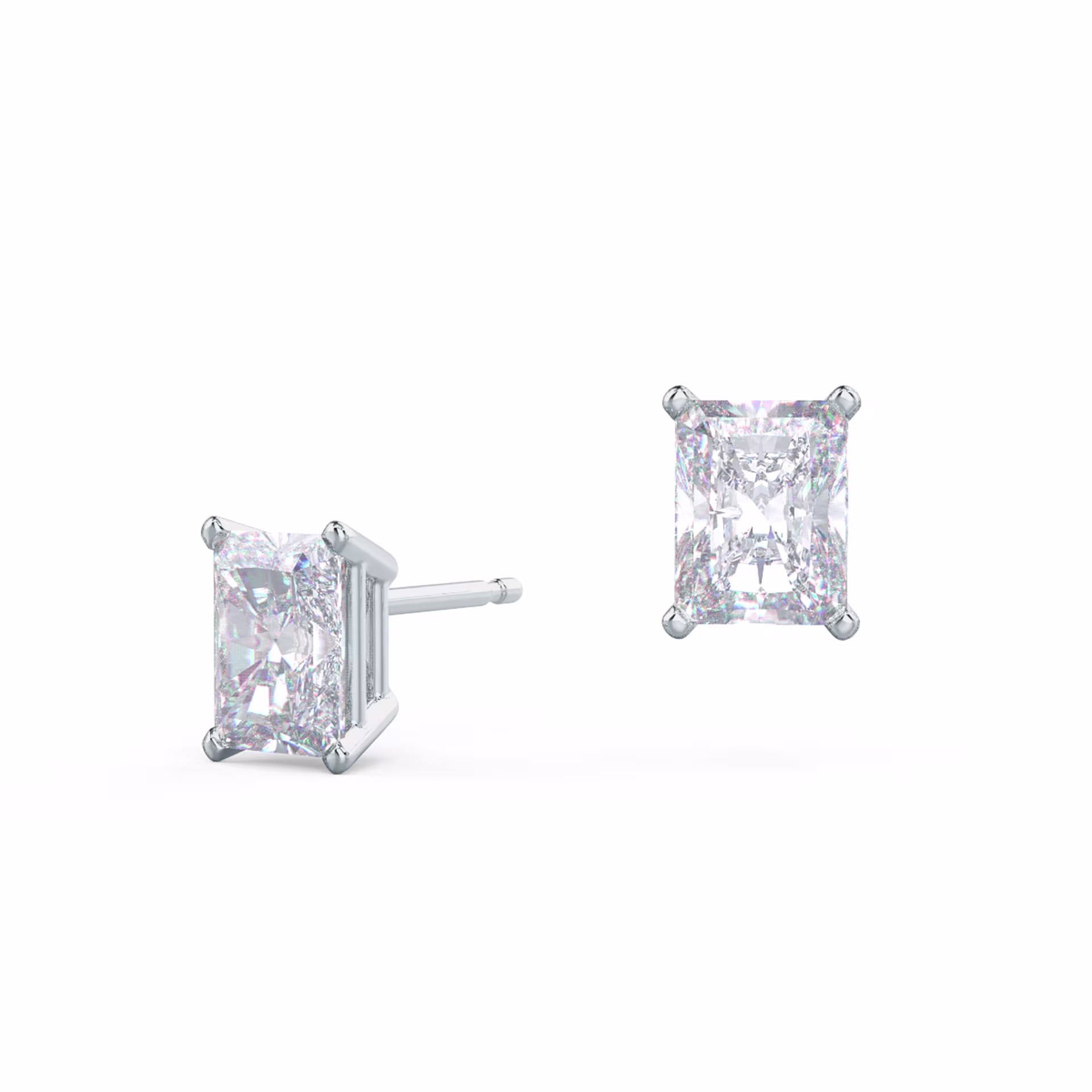 2.0 ctw Lab Diamonds set in Platinum Radiant Stud Earrings (Main View)